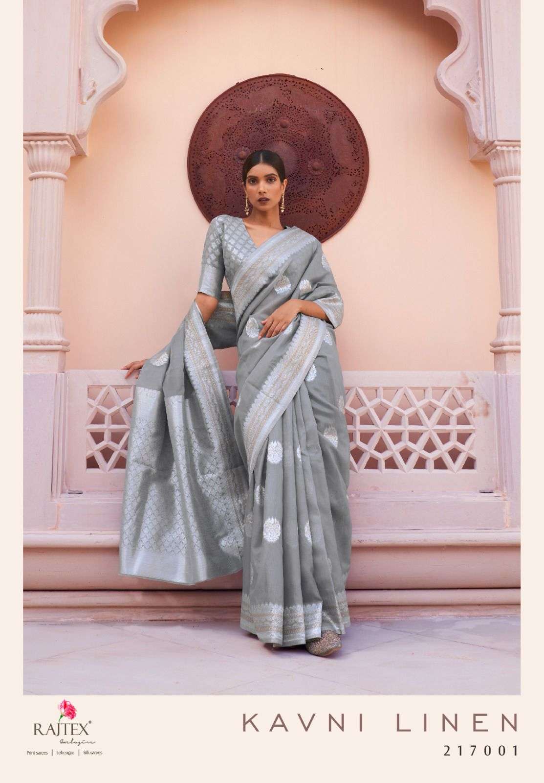 KAVNI LINEN BY RAJTEX 217001 TO 217006 SERIES PURE LINEN WEAVIN SAREES