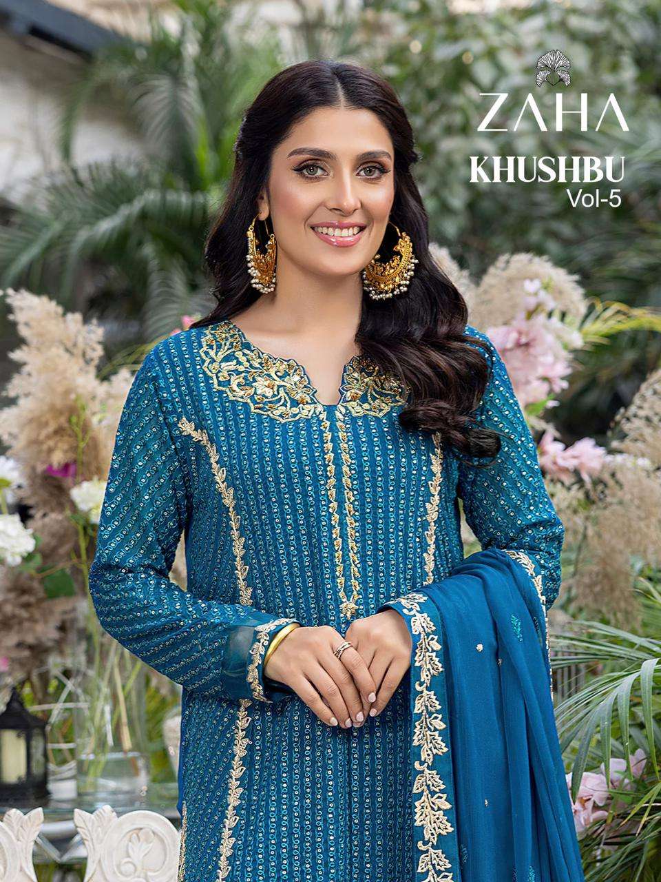 KHUSHBU VOL-5 BY ZAHA 10137 TO 10139 SERIES GEORGETTE PAKISTANI DRESSES