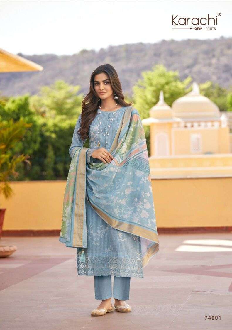 MALANG BY KARACHI PRINTS 74001 TO 74006 SERIES PURE LAWN COTTON EMBROIDERY DRESSES