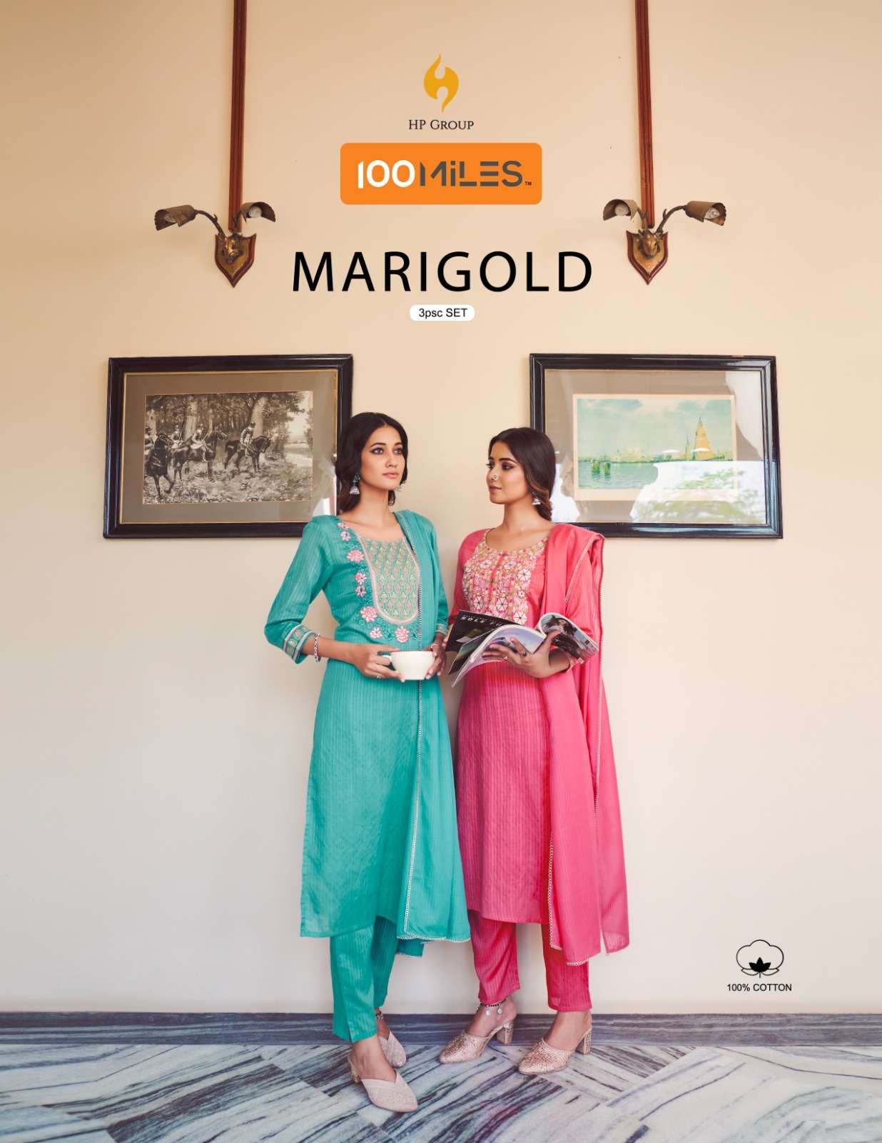 MARIGOLD BY 100 MILES 01 TO 04 SERIES PURE COTTON SELF EMBROIDERY DRESSES