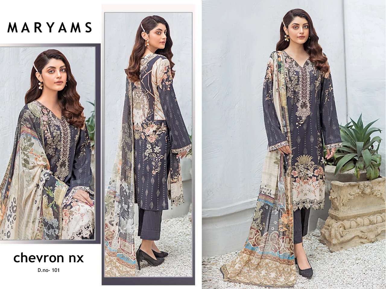 MARYAMS CHEVRON NX 101 HIT DESIGN BY ASLIWHOLESALE COTTON PAKISTANI DRESS