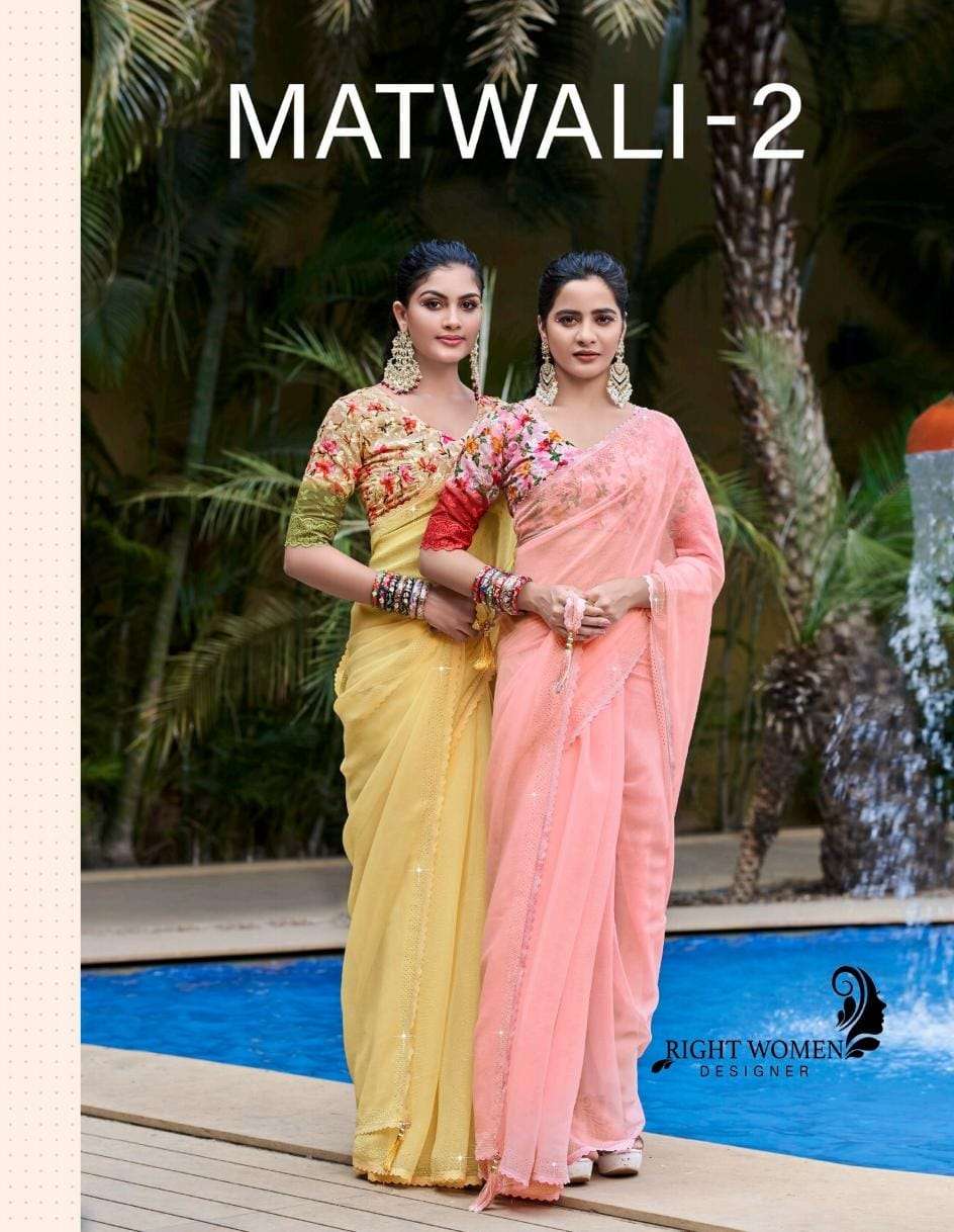 MATWALI VOL-2 BY RIGHT WOMEN 81831 TO 81838 SERIES FANCY PRINT WORK SAREES