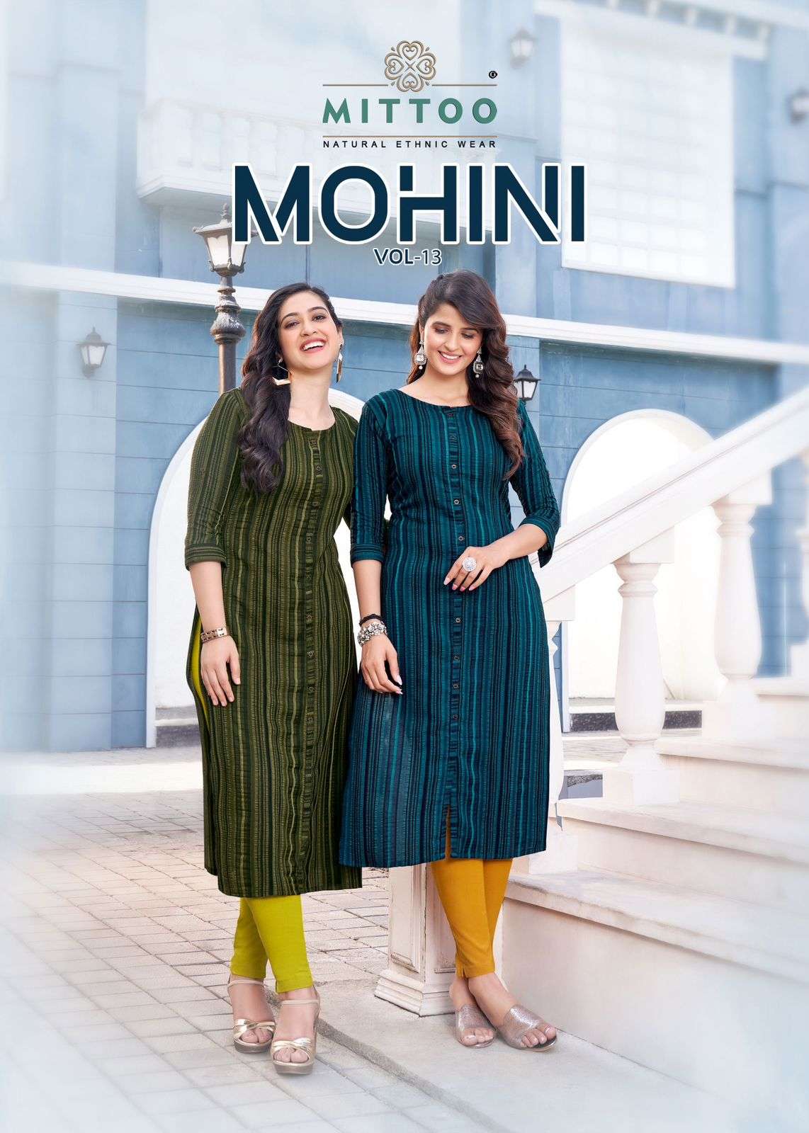 MOHINI VOL-13 BY MITTOO 4097 TO 4100 SERIES FANCY KURTIS WITH BOTTOM