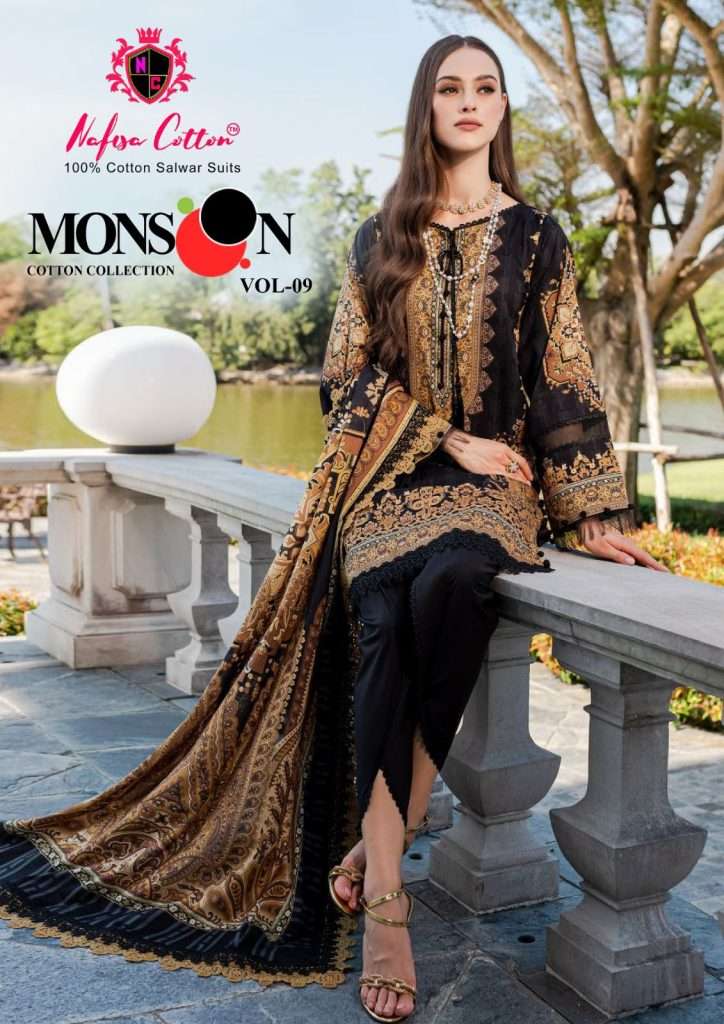 MONSOON COTTON COLLECTION VOL-9 BY NAFISA COTTON 9001 TO 9006 SERIES COTTON DRESSES