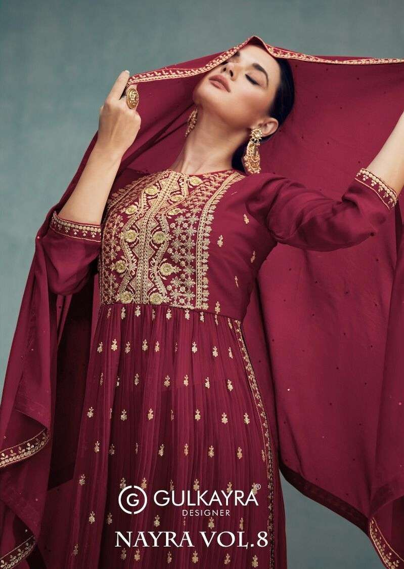 NAYRA VOL-8 BY GULKAYRA 7208-A TO 7208-D SERIES GEORGETTE DRESSES