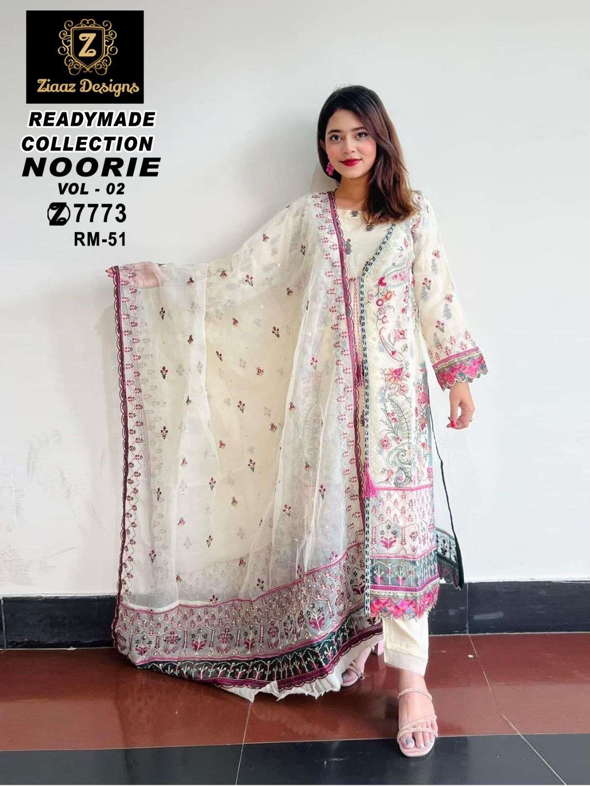 NOORIE RM-51 HIT DESIGN BY ZIAAZ DESIGNS ORGANZA EMBROIDERED DRESS