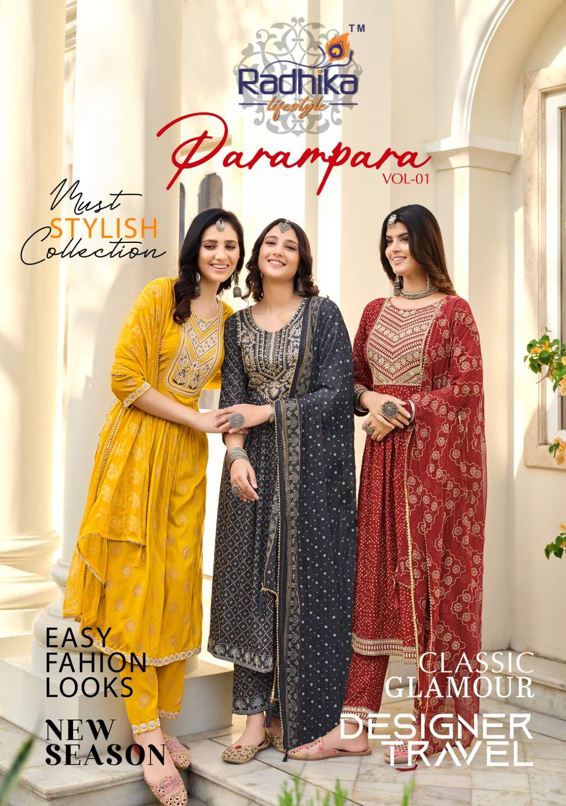 PARAMPARA VOL-1 BY RADHIKA LIFESTYLE 1001 TO 1007 SERIES RAYON STITCHED DRESSES