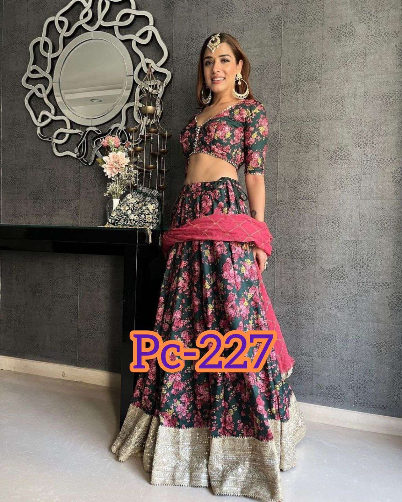 PC-227 BY ASLIWHOLESALE DESIGNER MODAL COTTON HANDWORK LEHENGA