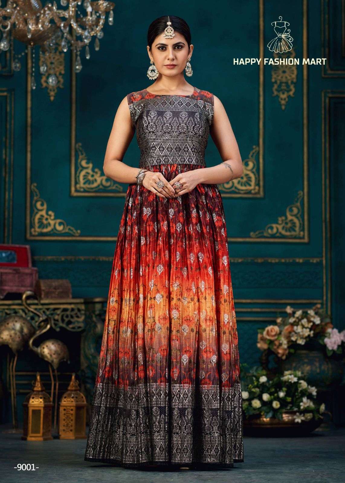 PRISHA VOL-1 BY ASLIWHOLESALE DESIGNER CHINON SILK GOWN