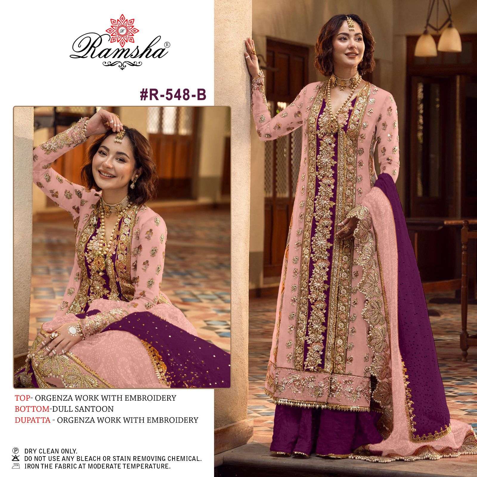 R-548 COLOURS BY RAMSHA ORGANZA EMBROIDERY PAKISTANI DRESS