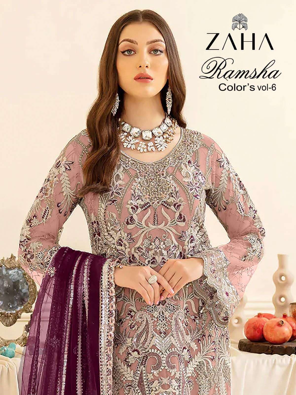 RAMSHA VOL-6 BY ZAHA 10131-A TO 10131-D SERIES GEORGETTE PAKISTANI DRESSES