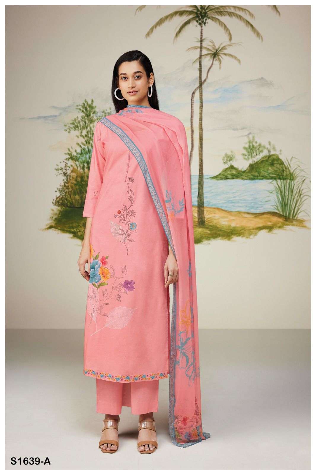 REKHA BY GANGA FASHIONS 1639-A TO 1639-C SERIES COTTON PRINTED DRESSES