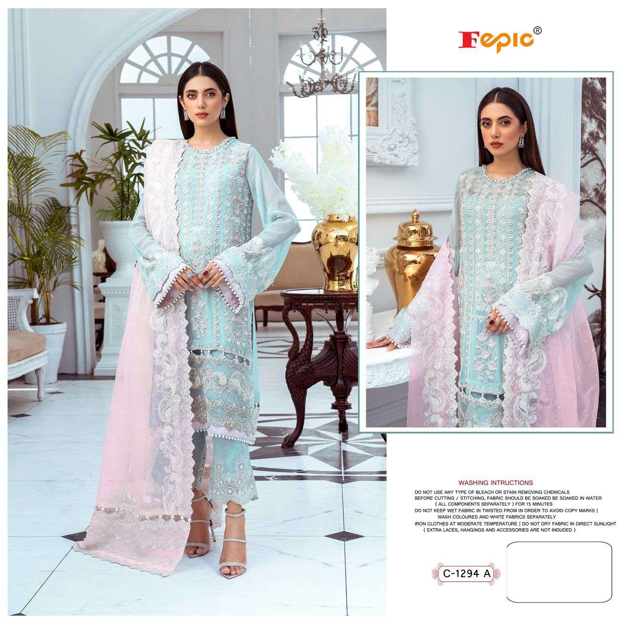 ROSEMEEN C-1294 COLOURS BY FEPIC  GEORGETTE HANDWORK PAKISTANI DRESSES