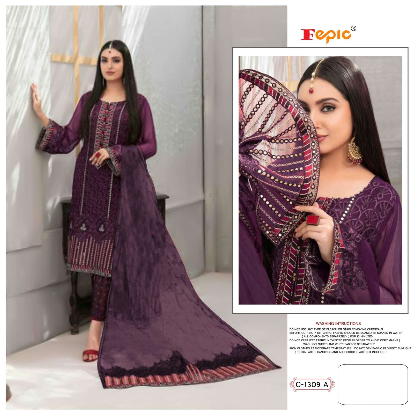 ROSEMEEN C-1309 COLOURS BY FEPIC  GEORGETTE HANDWORK PAKISTANI DRESSES