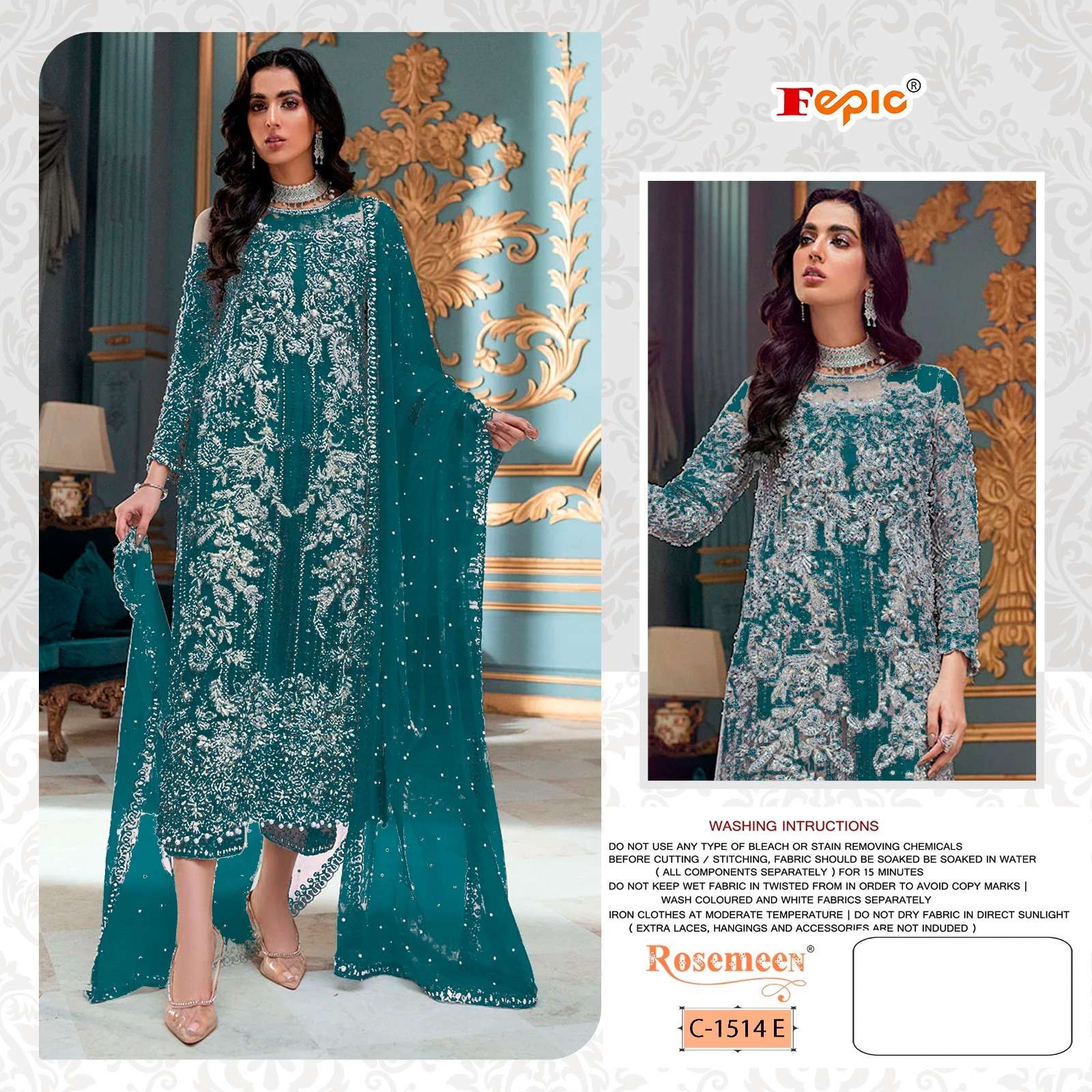 ROSEMEEN C-1514 COLOURS BY FEPIC 1514-E TO 1514-G SERIES ORGANZA PAKISTANI DRESSES