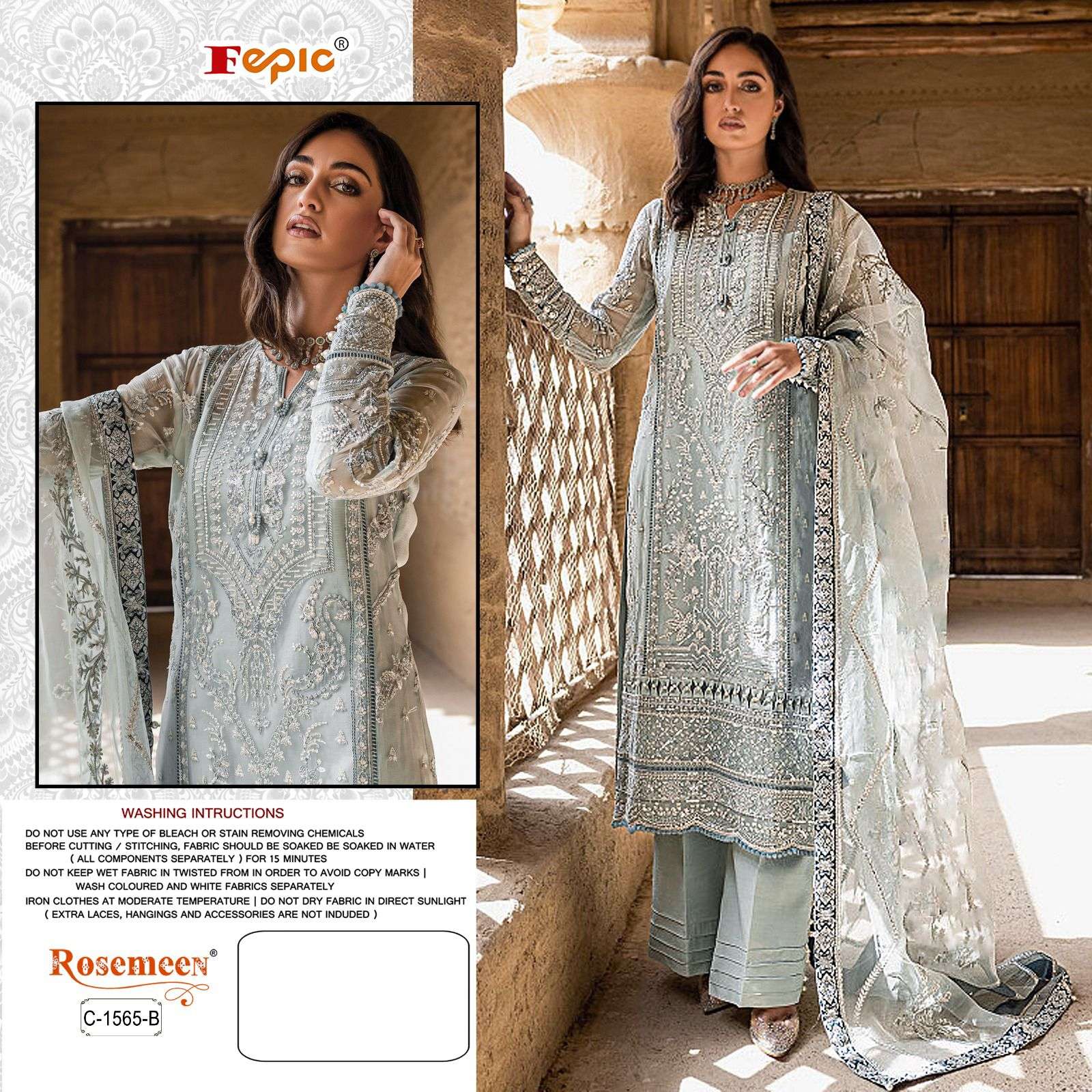 ROSEMEEN C 1565-B  HIT DESIGN BY FEPIC HEAVY ORGANZA PAKISTANI DRESSES