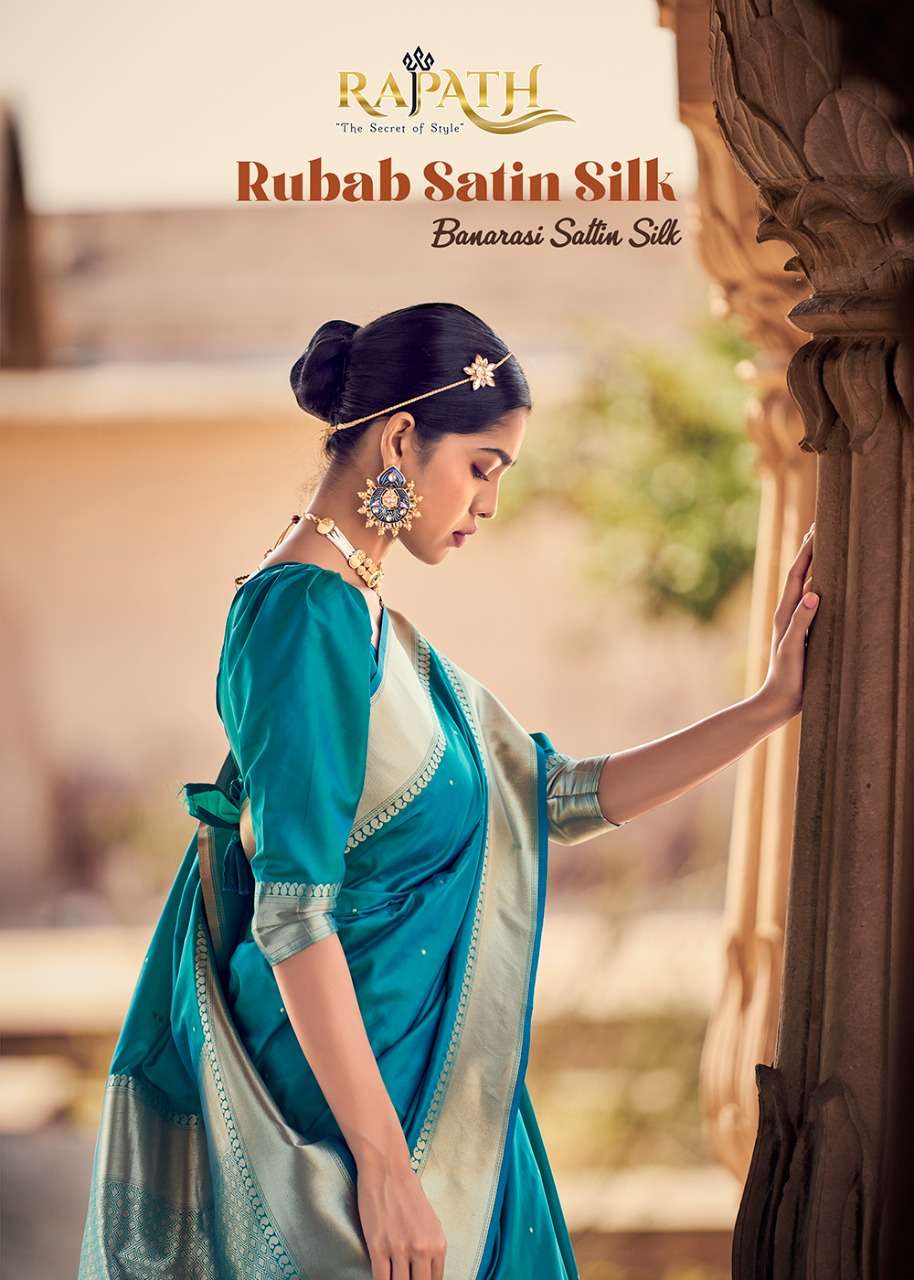 RUBAB SATIN BY RAJPATH 56001 TO 56010 SERIES SATIN SILK DYING SAREES