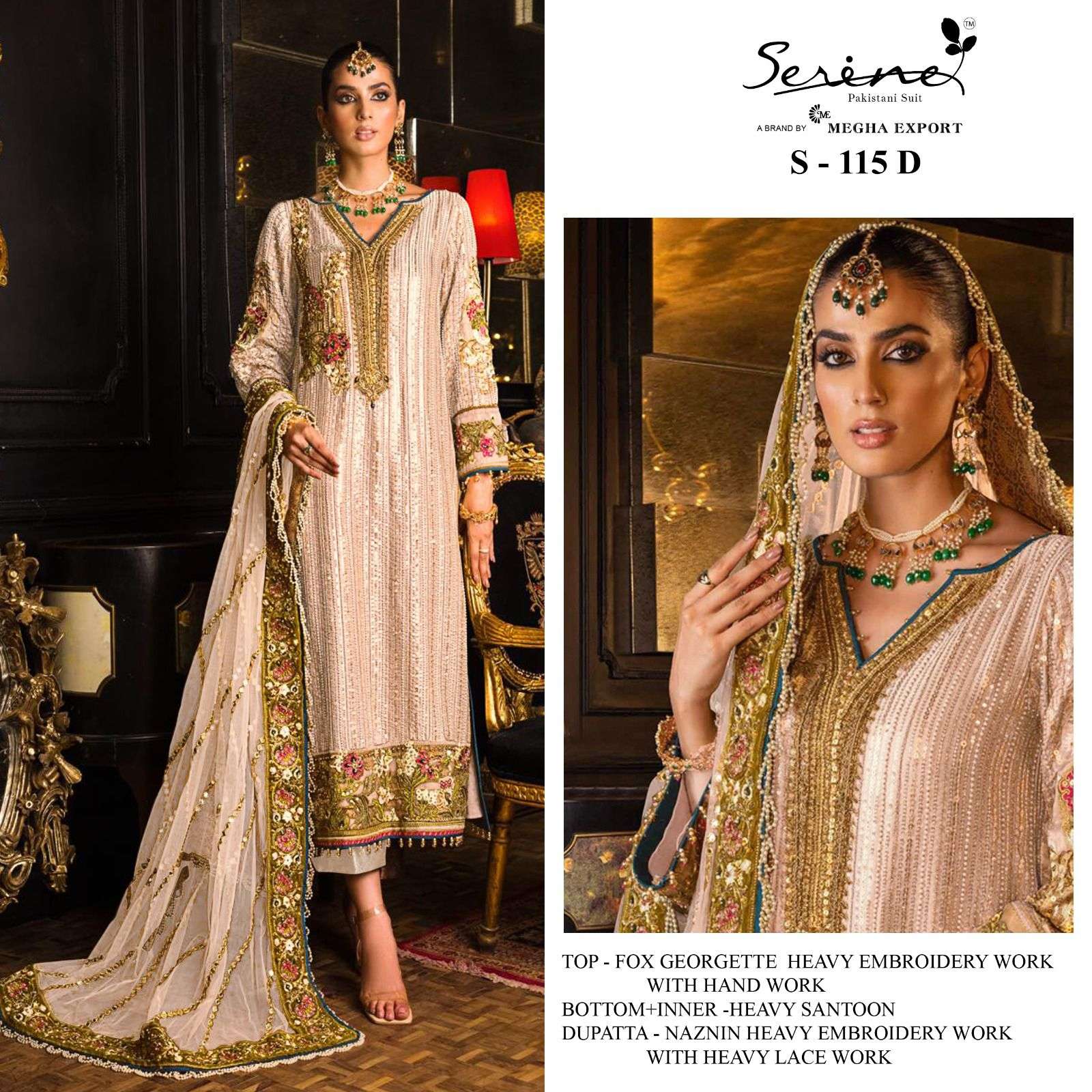 S-115 COLOURS  BY SERENE 115-D TO 115-G SERIES FAUX GEORGETTE EMBRODERY PAKISTANI DRESS