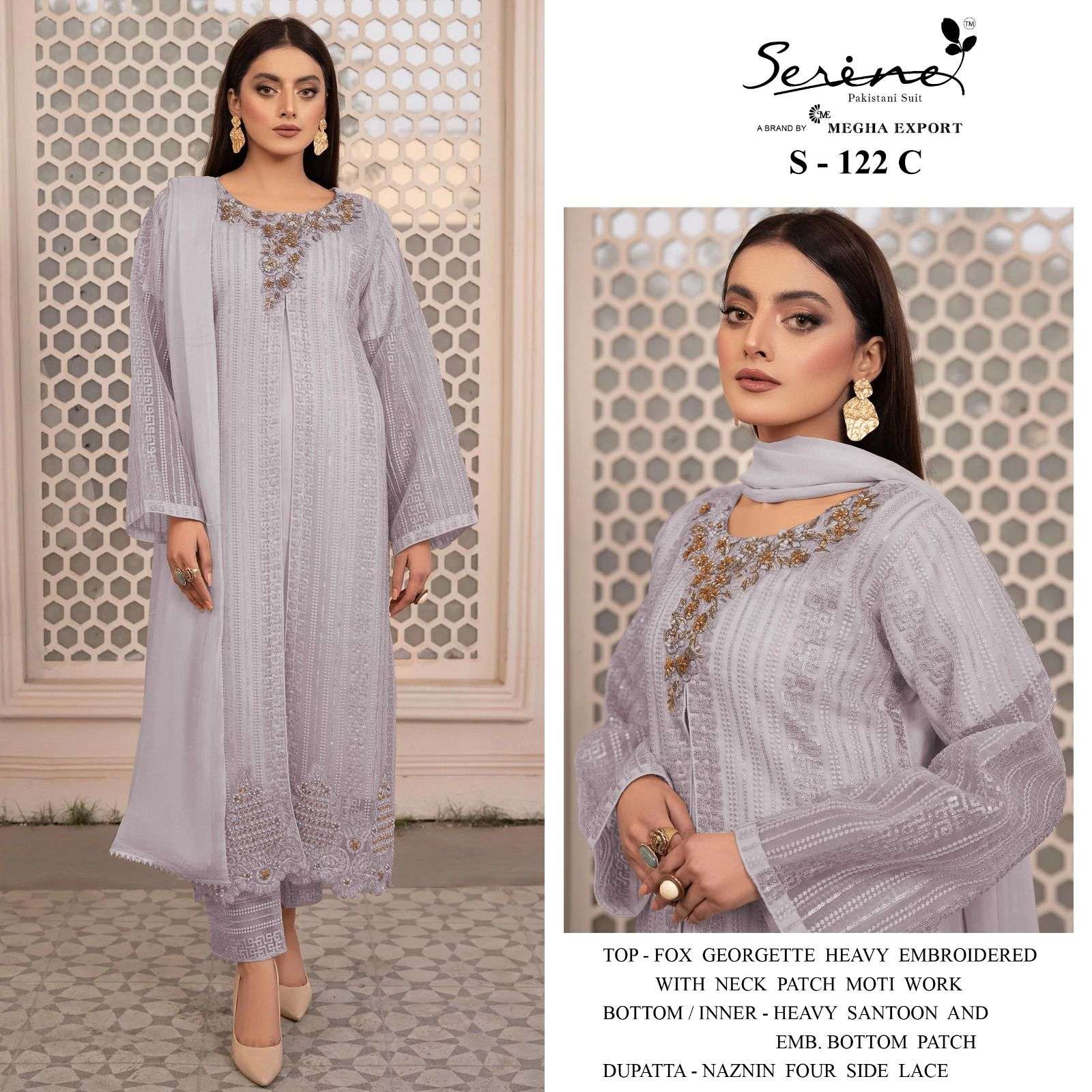 S-122 COLOURS BY SERENE S-122-C TO S-122-F FAUX GEORGETTE EMBRODERY PAKISTANI DRESS