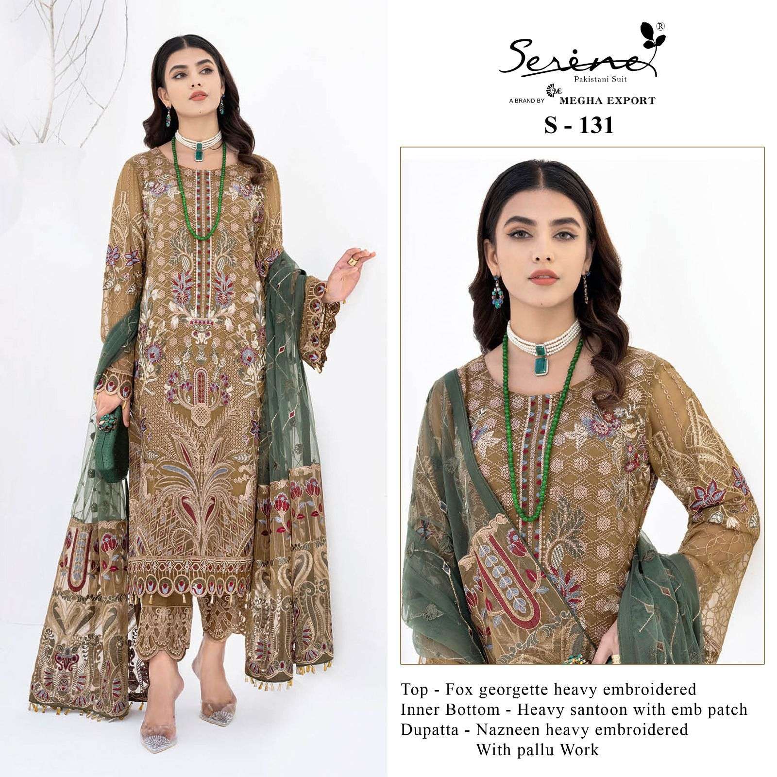 S-131 HIT DESIGN BY SERENE FAUX GEORGETTE EMBRODERY PAKISTANI DRESS