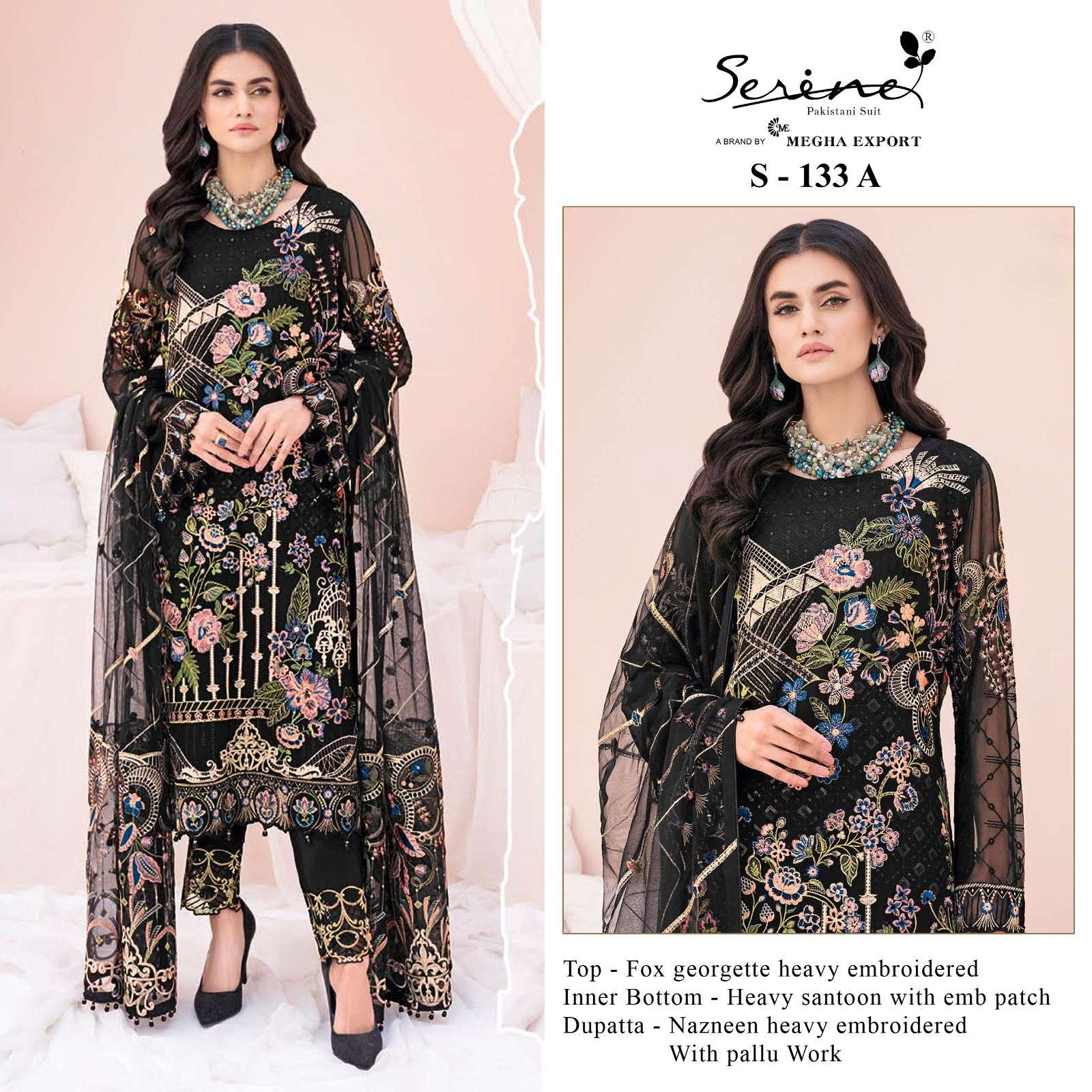 S-133 COLOURS BY SERENE S-133-A TO S-133-D FAUX GEORGETTE EMBRODERY PAKISTANI DRESS