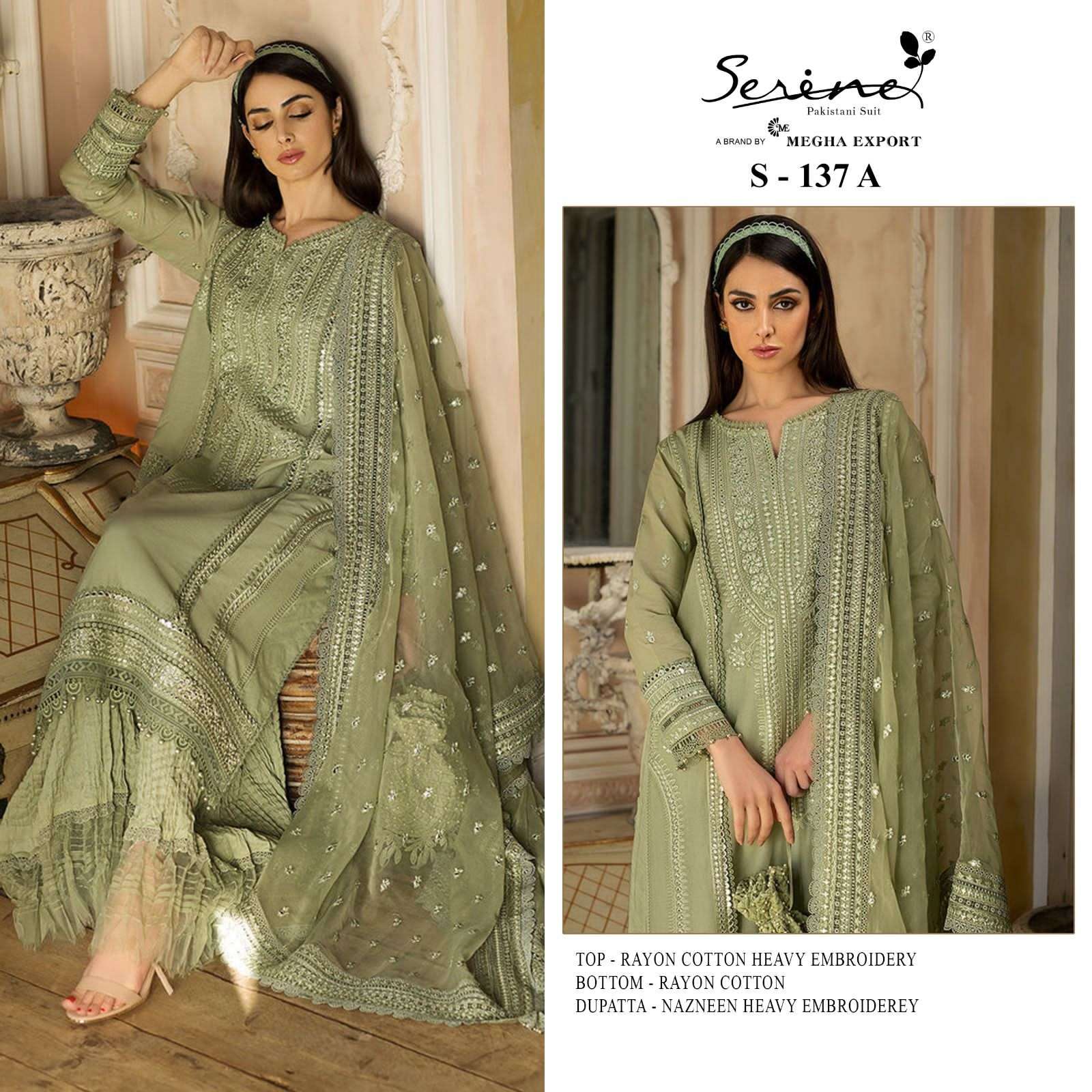 S-137 COLOURS BY SERENE S-137-A TO S-137-D RAYON COTTON EMBRODERY PAKISTANI DRESS