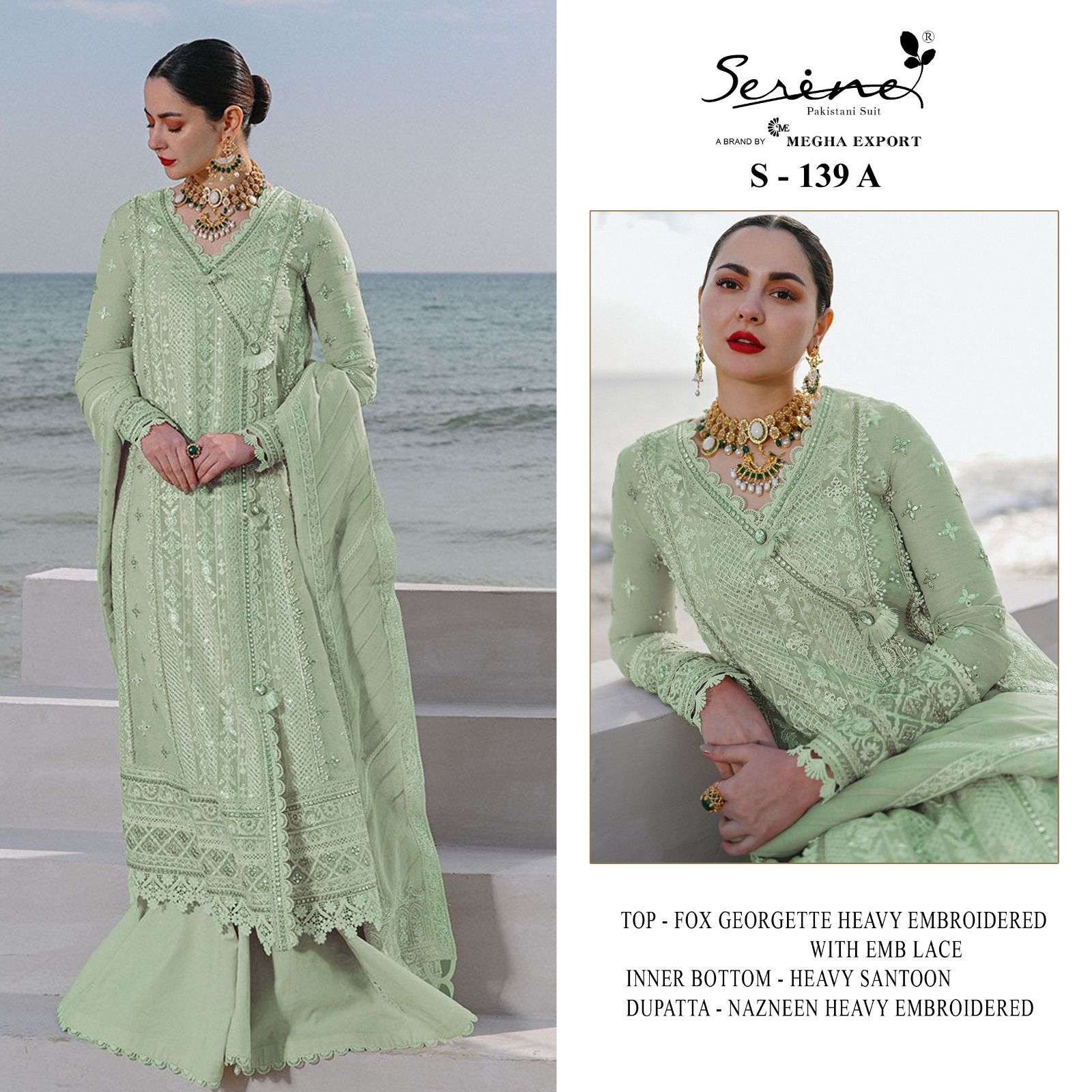 S-139 COLOURS  BY SERENE 139-A TO 139-D SERIES FAUX GEORGETTE EMBRODERY PAKISTANI DRESS