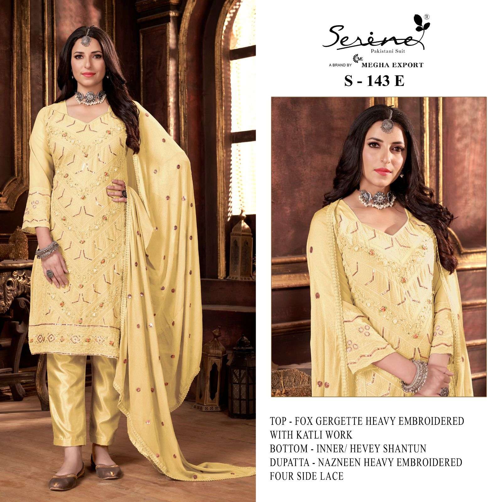 S-143 COLOURS BY SERENE 143-E TO 143-H SERIES FAUX GEORGETTE EMBRODERY PAKISTANI DRESS