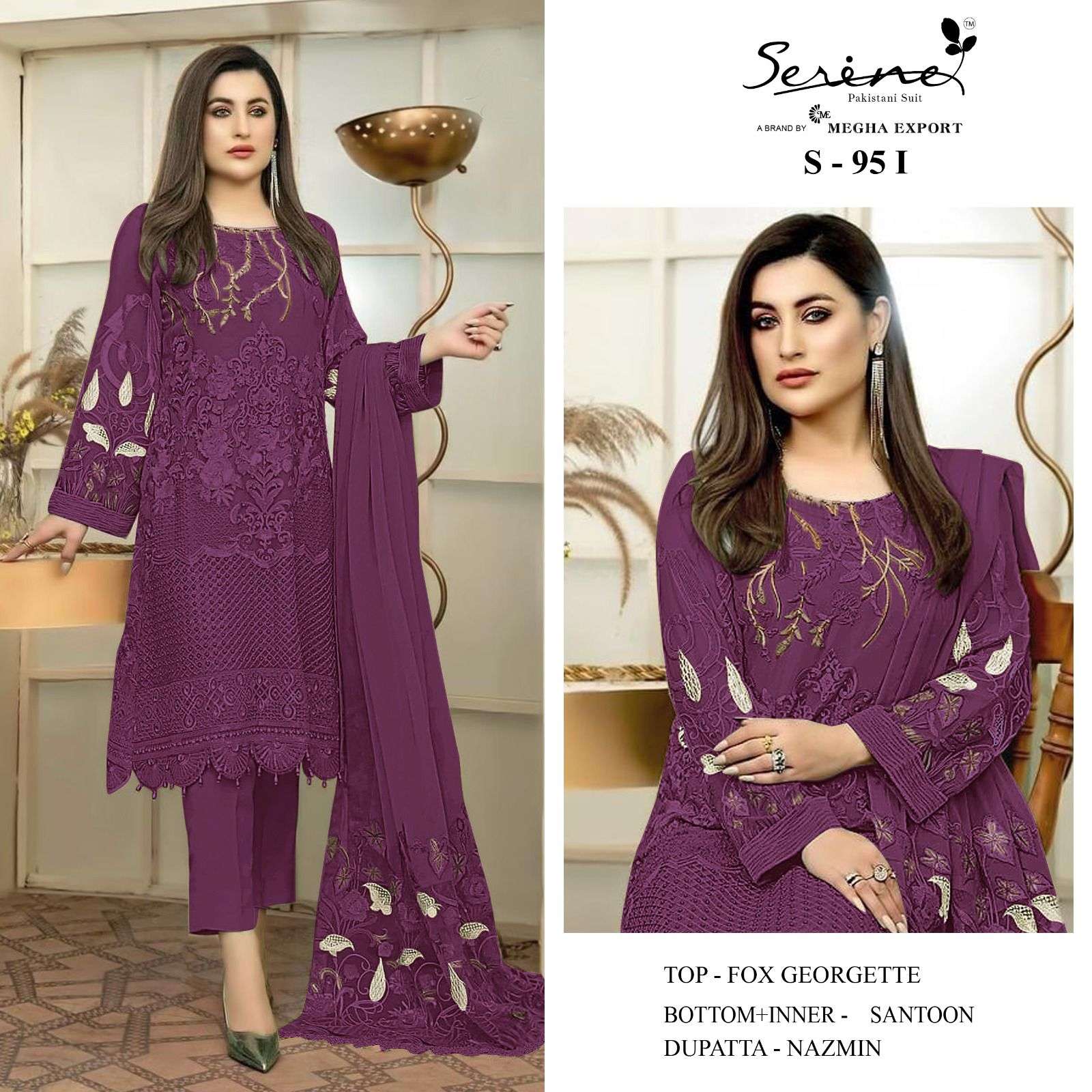 S-95 COLOURS BY SRENE S-95 I TO S-95 L SERIES FAUX GEORGETTE PAKISTANI DRESSES