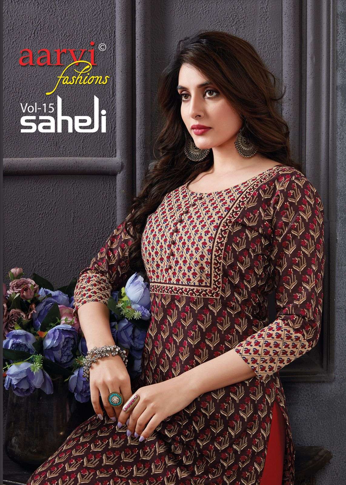 SAHELI VOL-15 BY AARVI FASHIONS 2501 TO 2515 SERIES COTTON KURTIS