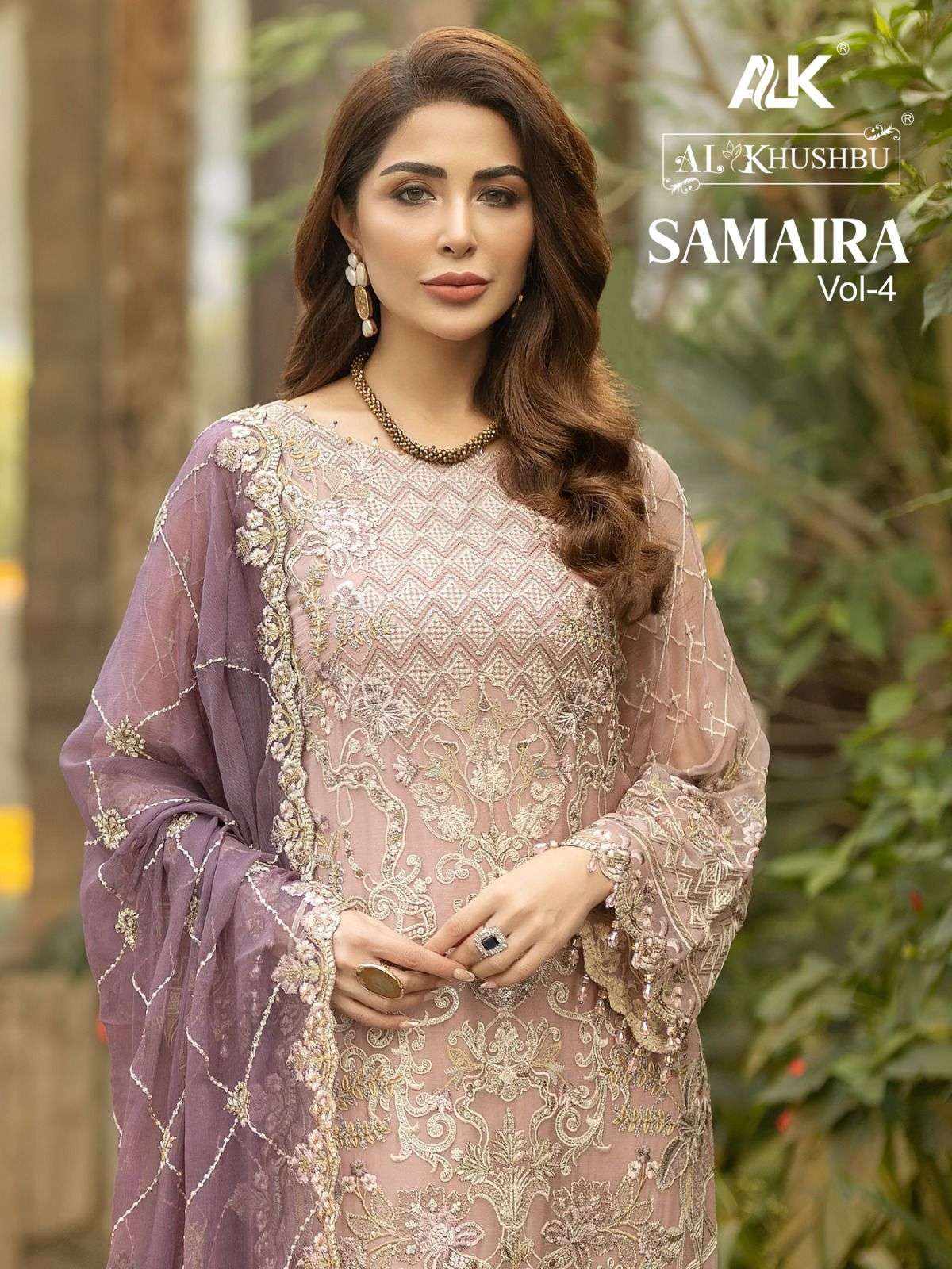 SAMAIRA VOL-4 BY AL KHUSHBU 4047 TO 4049 SERIES GEORGETTE WORK PAKISTANI DRESSES