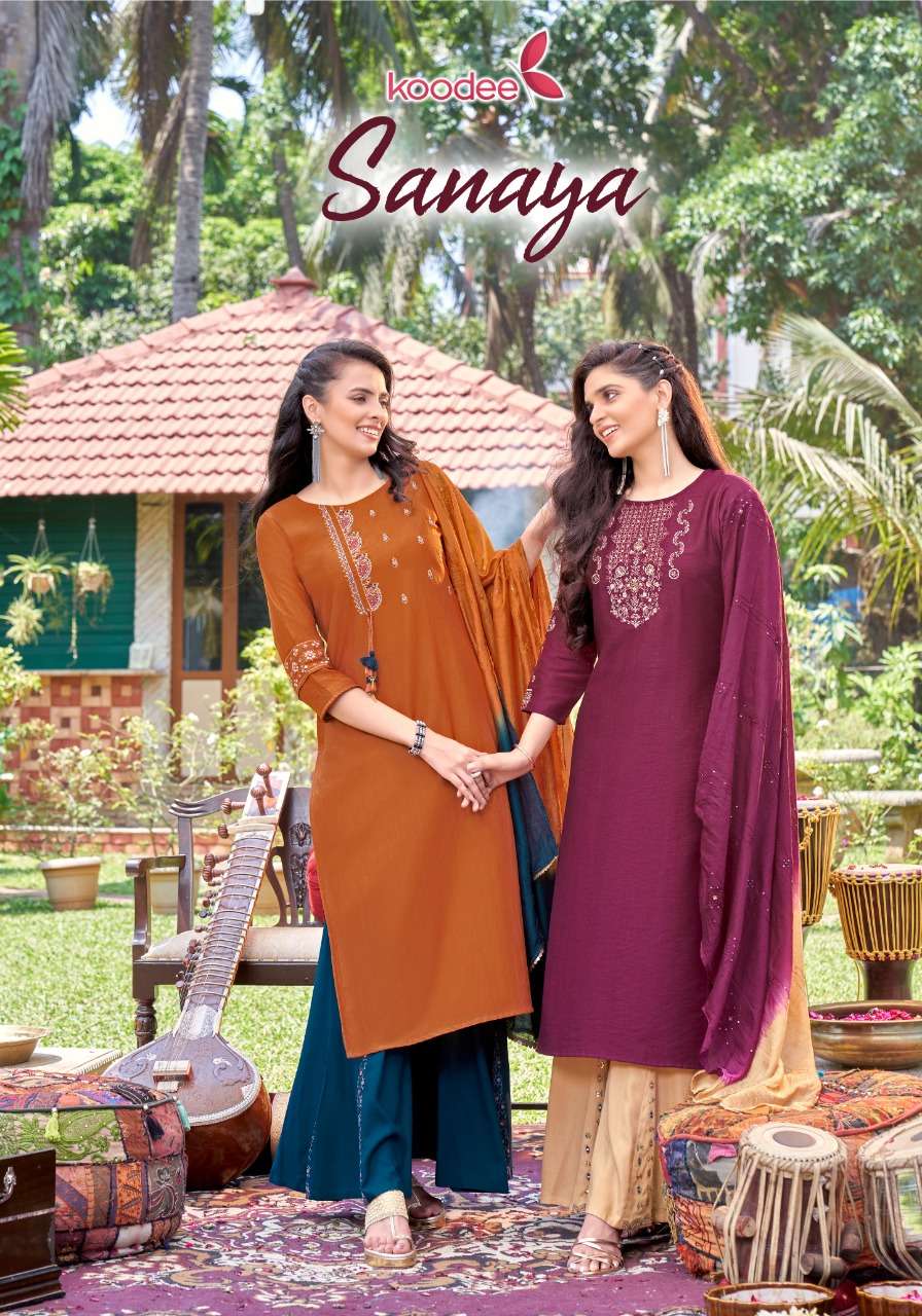 SANAYA BY KOODEE 1001 TO 1006 SERIES HEAVY CHINON EMBROIDERY DRESSES