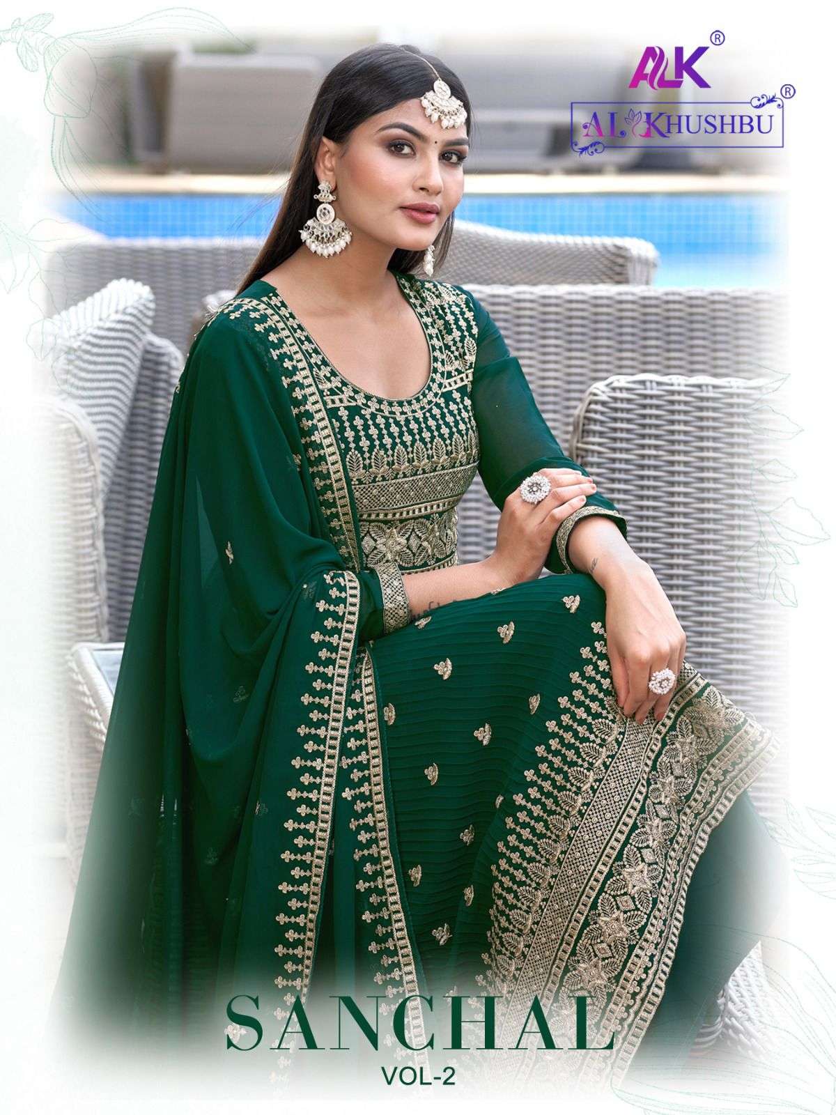 SANCHAL VOL-2 BY AL KHUSHBU 100012 TO 100015 GEORGETTE EMBROIDERY PAKISTANI DRESS