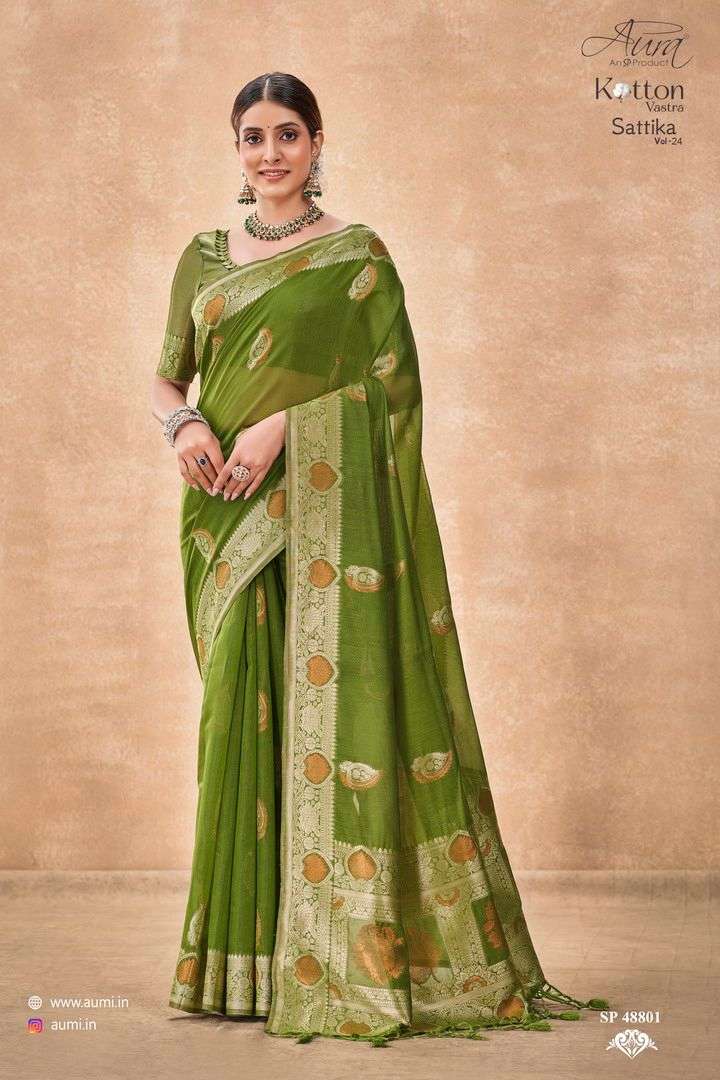 SATTIKA VOL-24 BY AURA 48801 TO 48806 SERIES DESIGNER COTTON SAREES