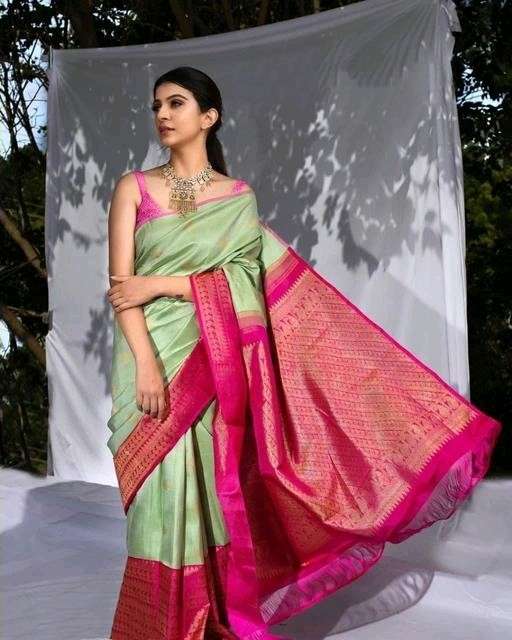 SC 397 PISTA BY ASLIWHOLESALE DESIGNER SOFT ZARI SILK SAREES