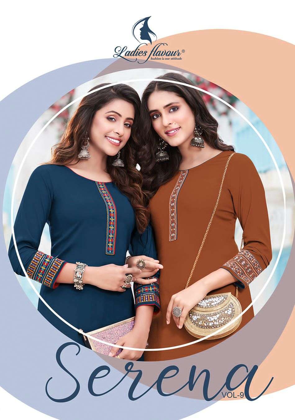 SERENA VOL-9 BY LADIES FLAVOUR 9001 TO 9006 SERIES 14 KG RAYON KURTIS