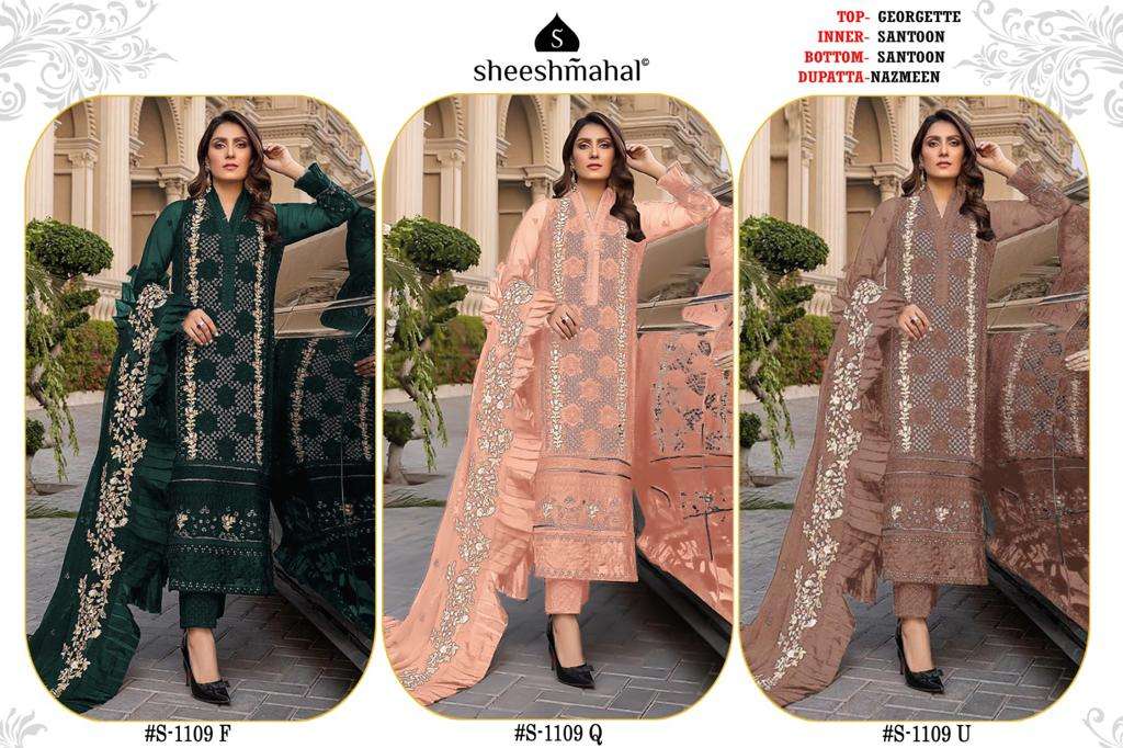 SHEESHMAHAL 1109 COLOURS BY ASLIWHOLESALE HEAVY FAUX GEORGETTE DRESSES