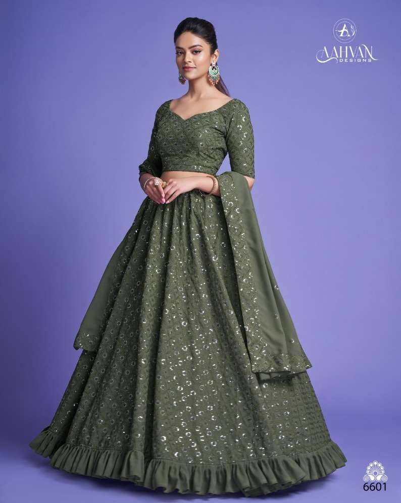 SHRINGAAR VOL-8 BY AAHVAN DESIGNS 6601 TO 6604 SERIES HEAVY GEORGETTE LEHENGAS