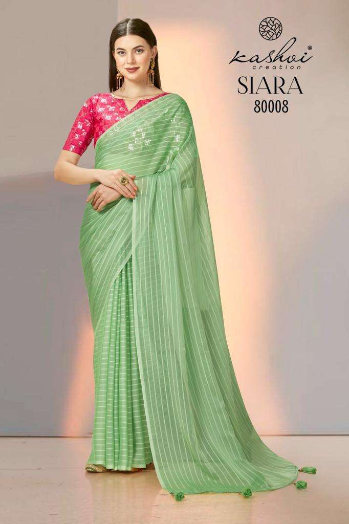 SIARA BY KASHVI CREATION 80001 TO 80008 SERIES SATIN PRINT SAREES