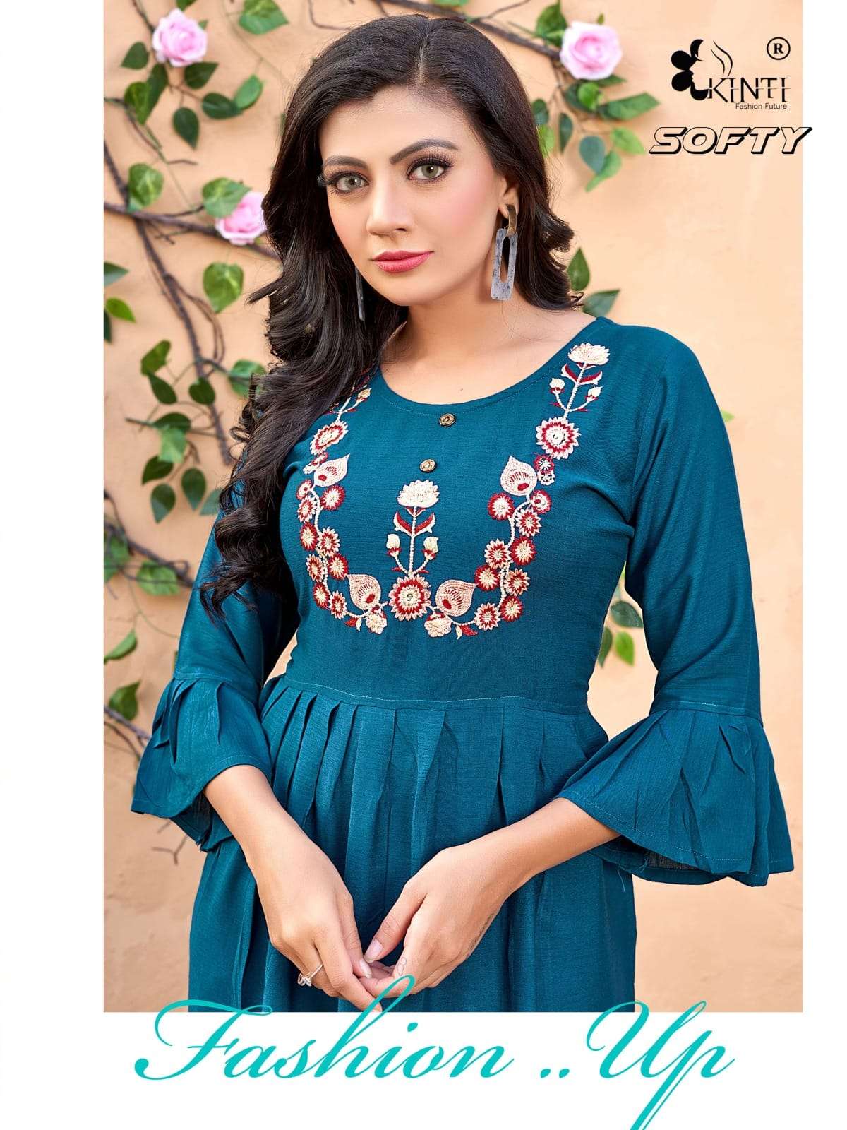 SOFTY BY KINTI 101 TO 08 SERIES FANCY RAYON STITCHED KURTIS