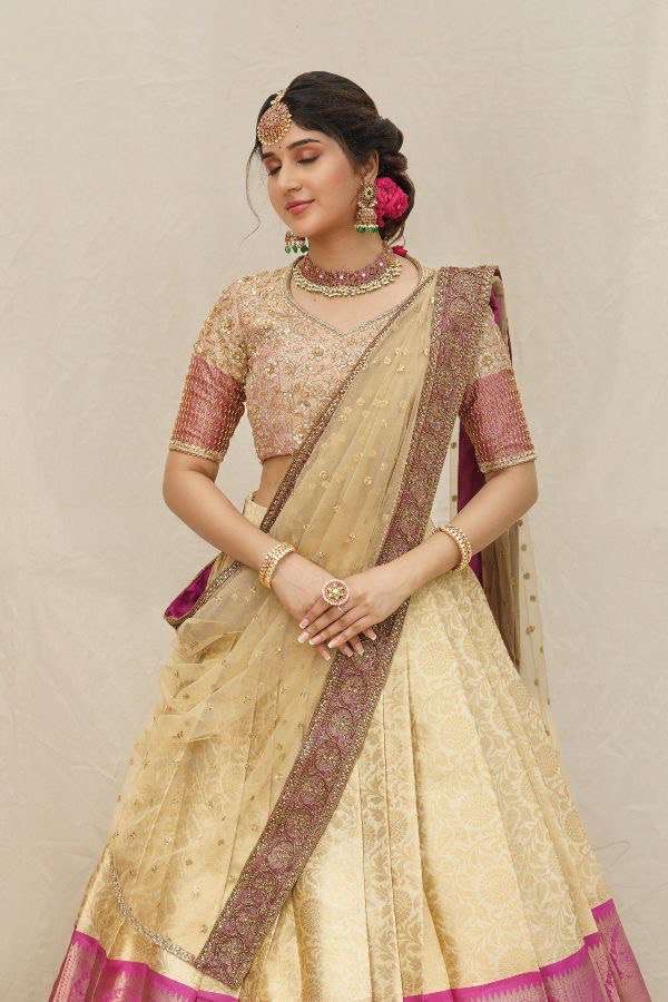 SUMITRA HALF SAREE BY ASLIWHOLESALE DESIGNER SOFT ZARI SILK SAREES