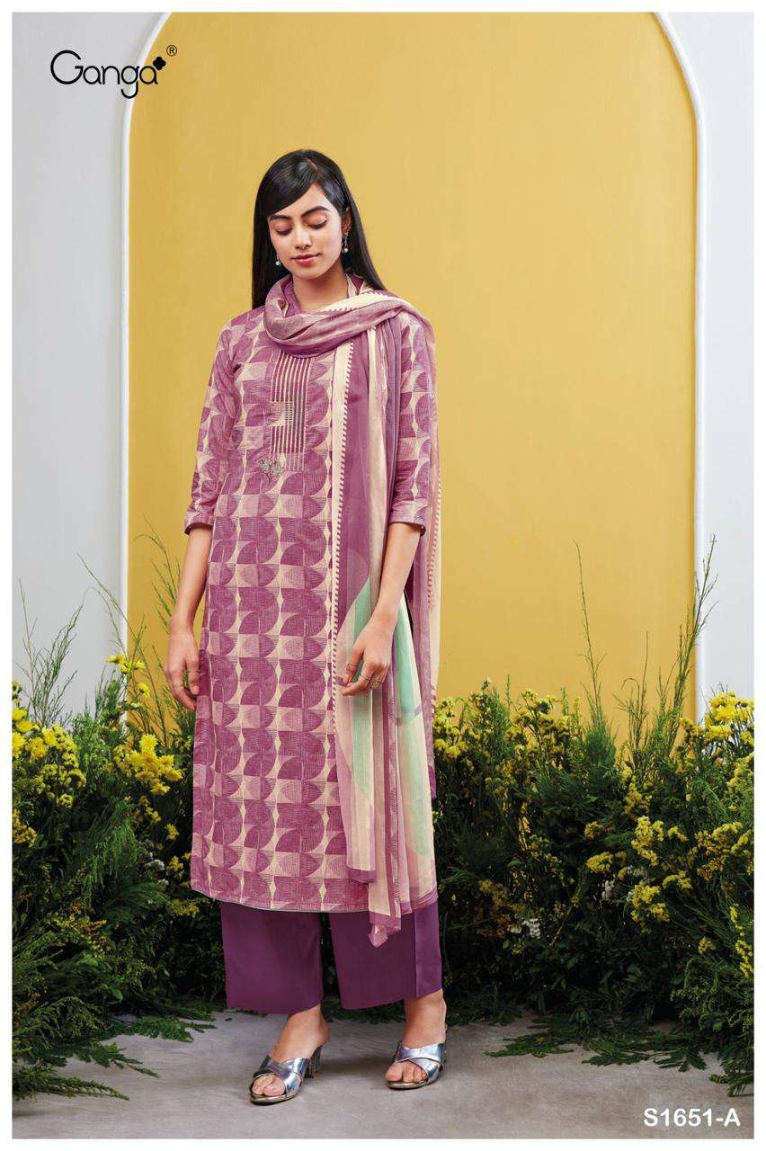 TANUJA BY GANGA FASHIONS 1651-A TO 1651-D SERIES COTTON PRINTED DRESSES