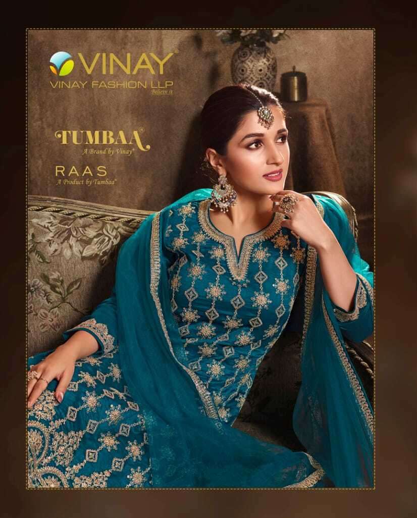 TUMBAA RAAS BY VINAY FASHION 40471 TO 40477 SERIES SILK GEORGETTE  STITCHED DRESSES