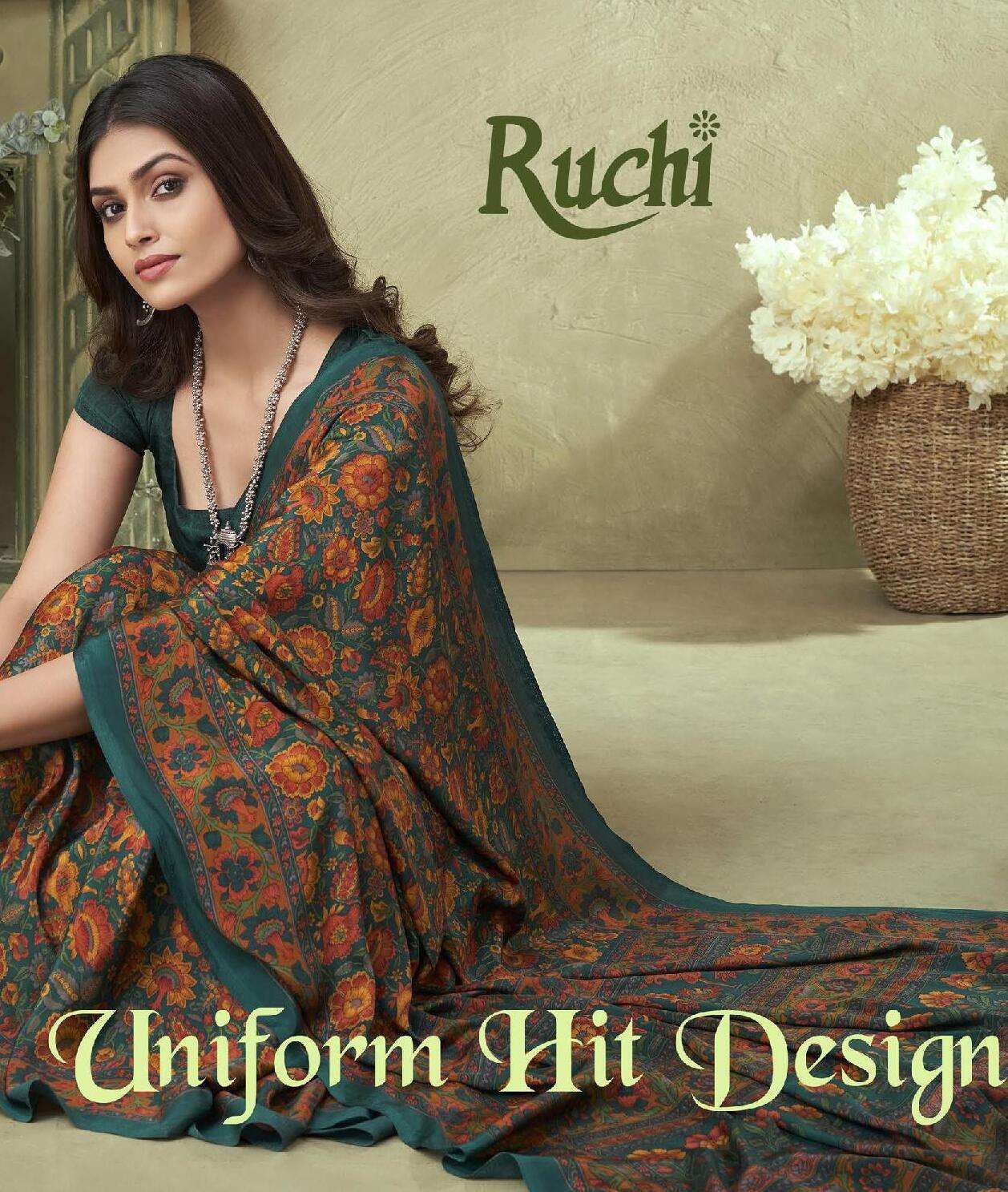 UNIFORM HIT DESIGNS BY RUCHI SAREES CREPE SILK PRINT SAREES