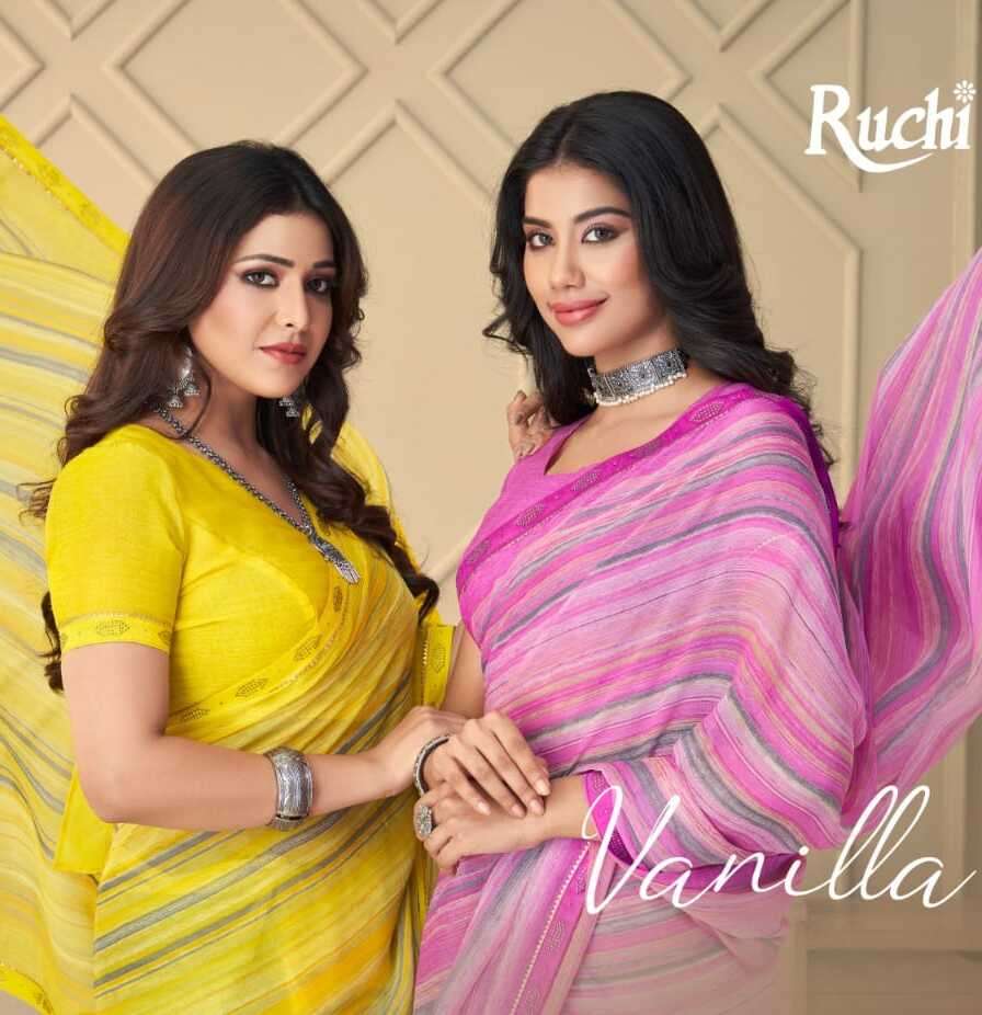 VANILLA BY RUCHI SAREES 24201-A TO 24203-D SERIES CHIFFON PRINT SAREES