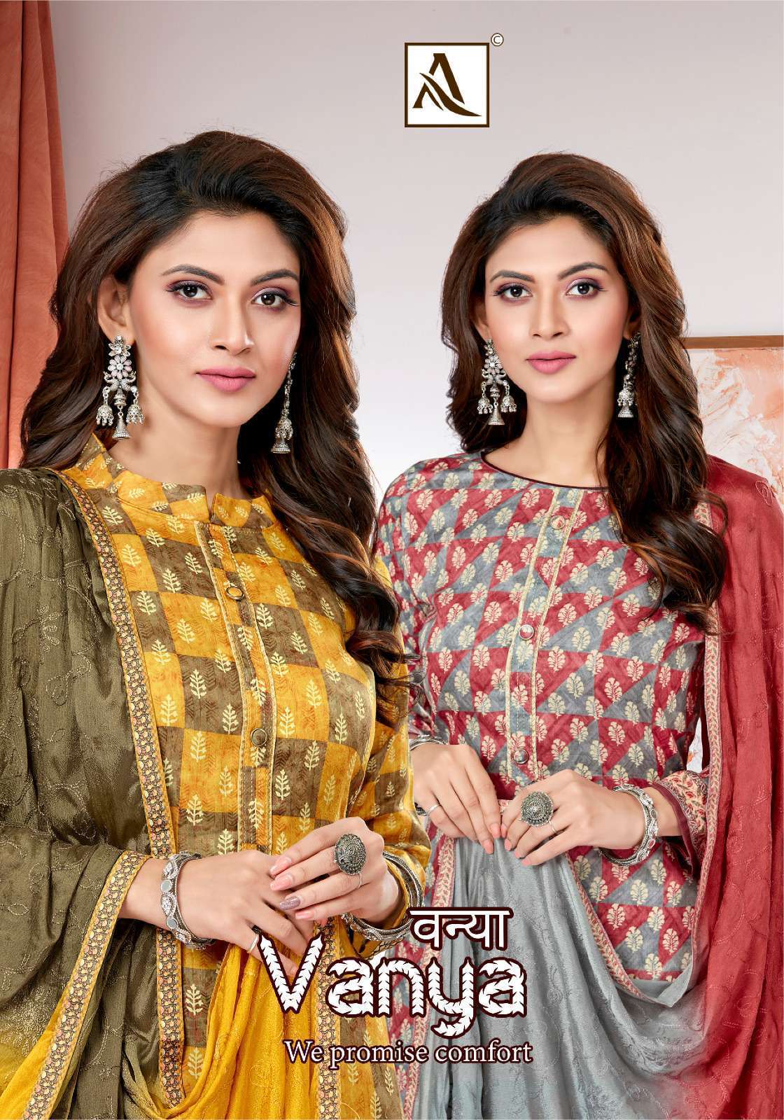 VANYA BY ALOK SUIT 1057-001 TO 1057-004 SERIES PURE JAM PRINT DRESSES