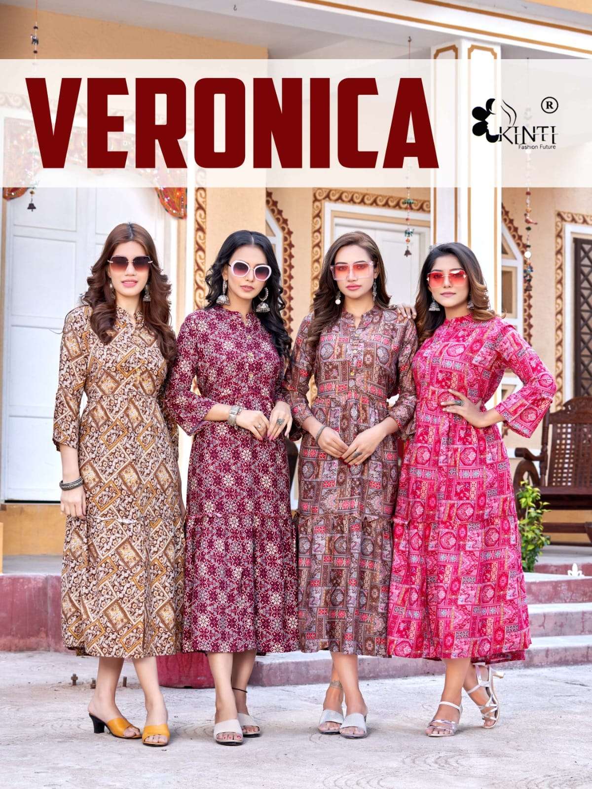 VERONICA VOL-2 BY KINTI 101 TO 08 SERIES FANCY RAYON STITCHED KURTIS