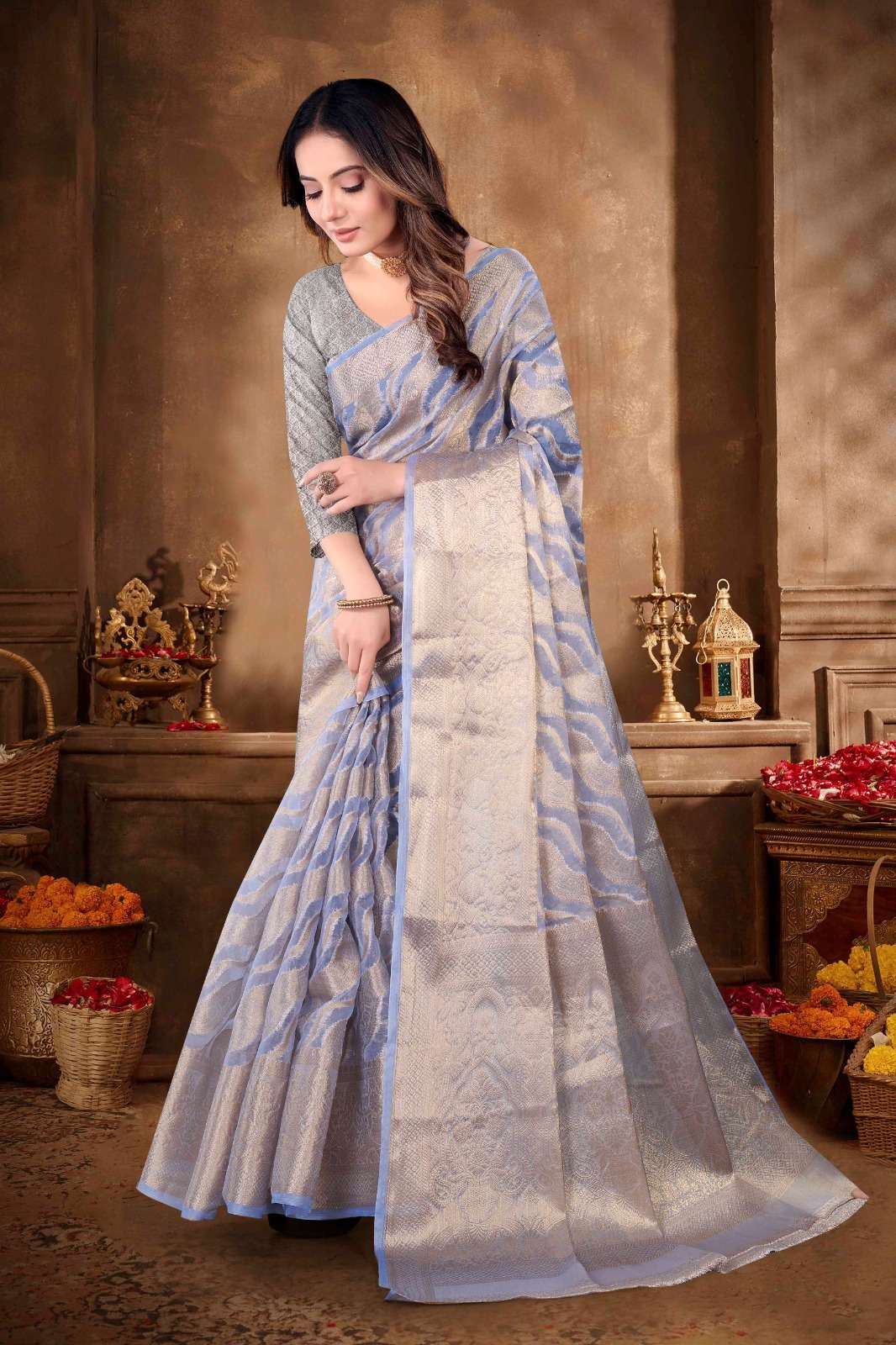 VIKSHUKA BY ASLIWHOLESALE DESIGNER FANCY ORGANZA SILK SAREES