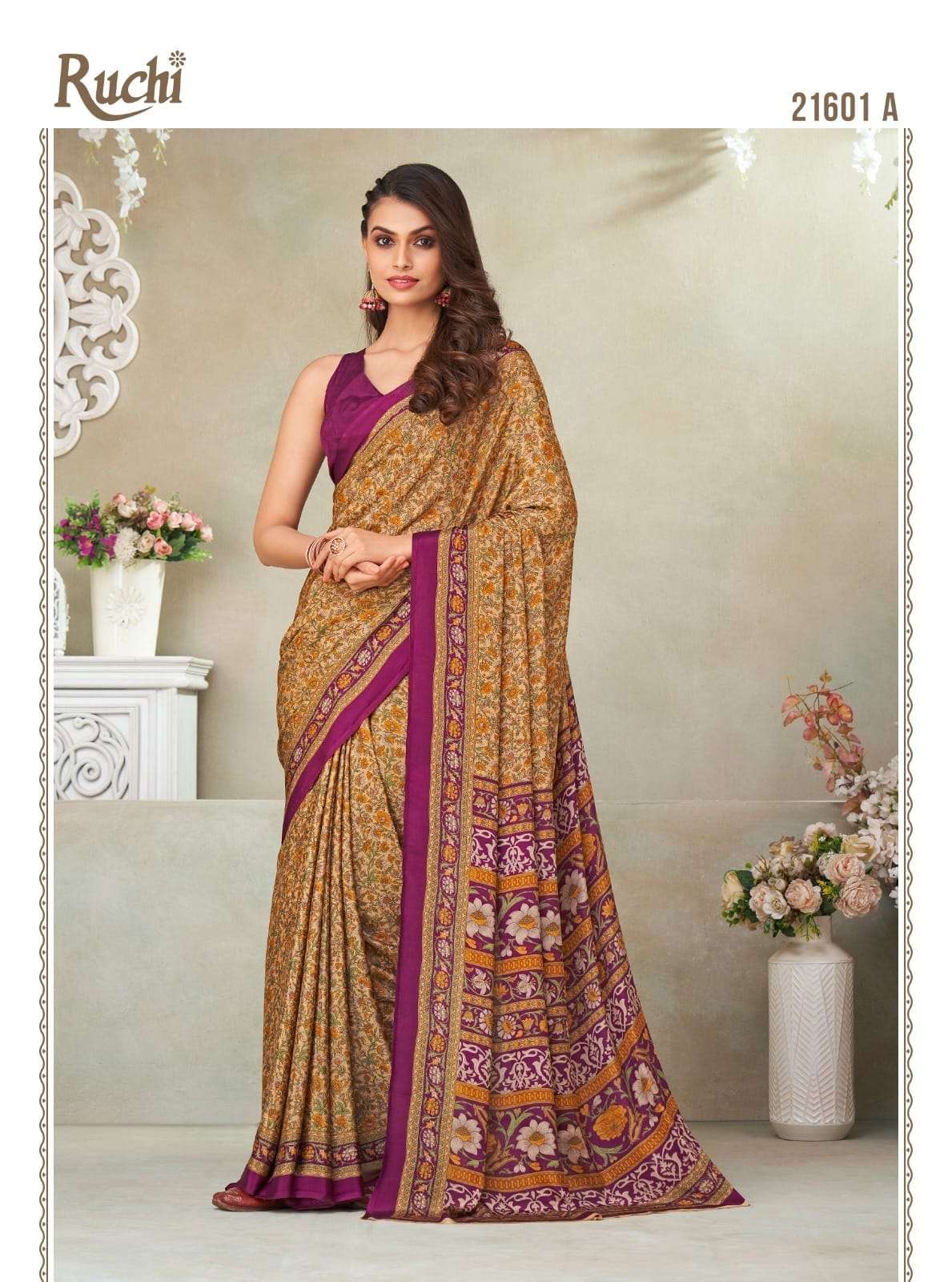 VIVANTA SILK VOL-17 BY RUCHI SAREES 21601-A TO 21503-D SERIES SILK CRAPE SAREES