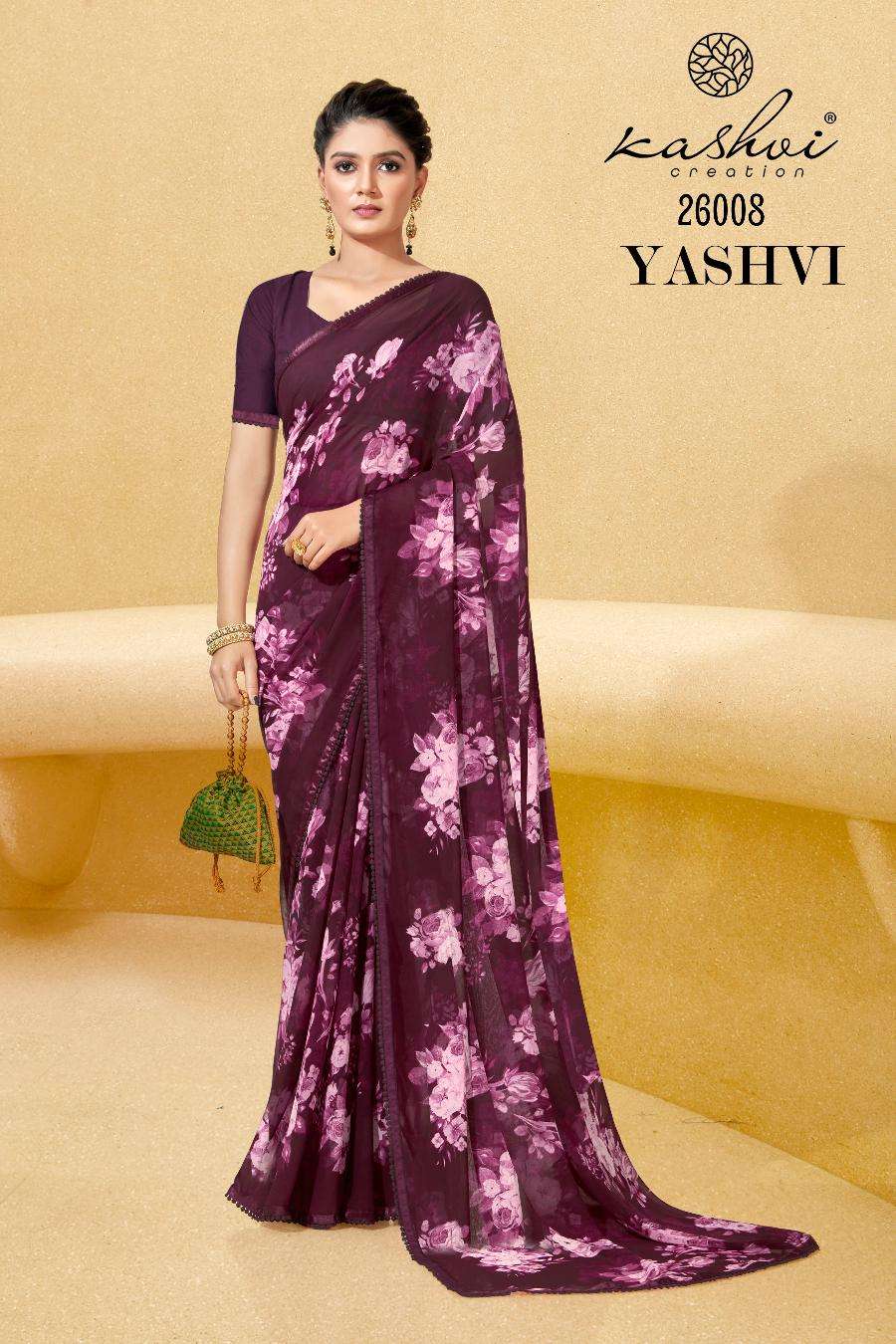 YASHVI BY KASHVI CREATION 26001 TO 26008 SERIES GEORGETTE PRINT SAREES